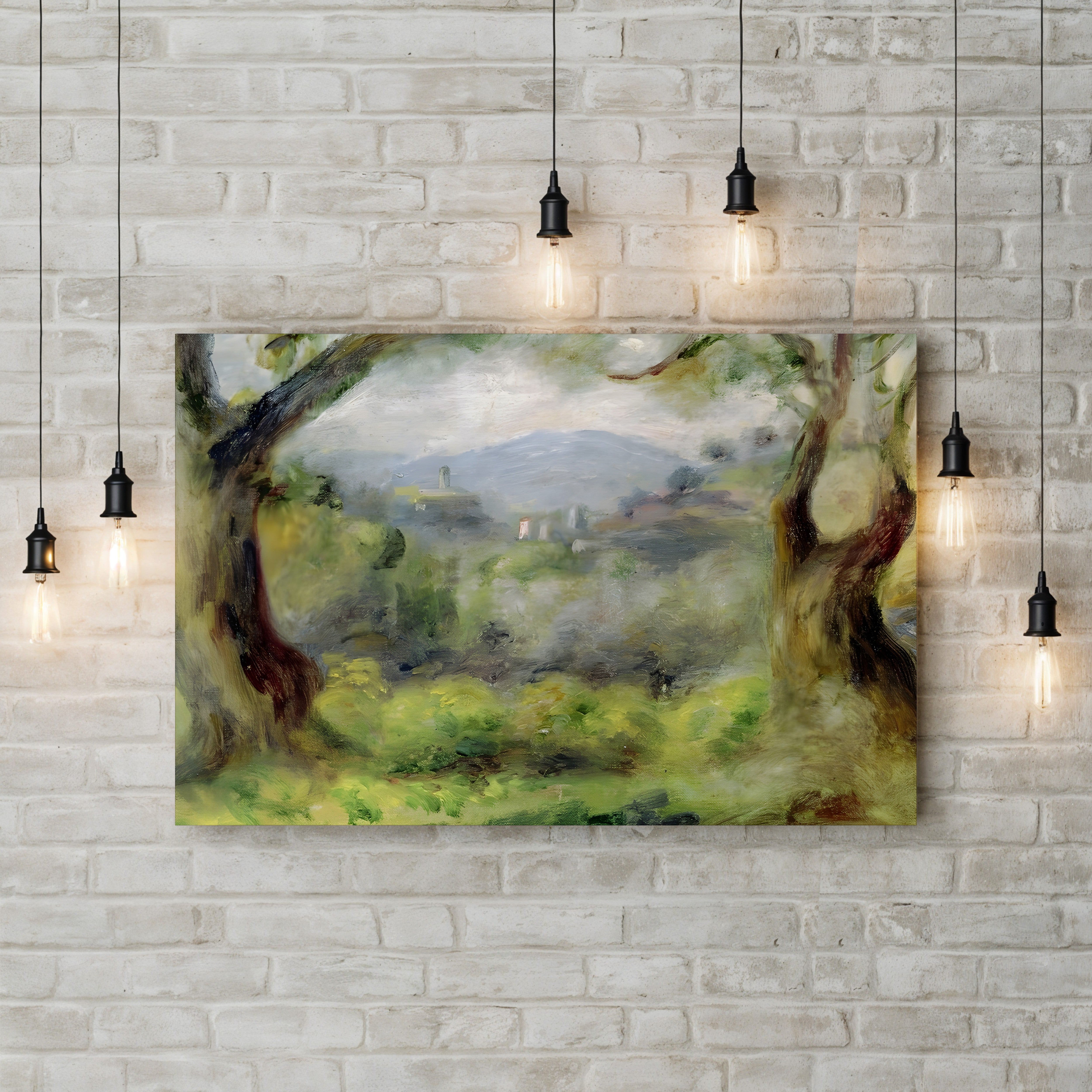 Landscape at Les Collettes, 1910 – Pierre-Auguste Renoir Wall Art | Late Impressionist Landscape Canvas Print
