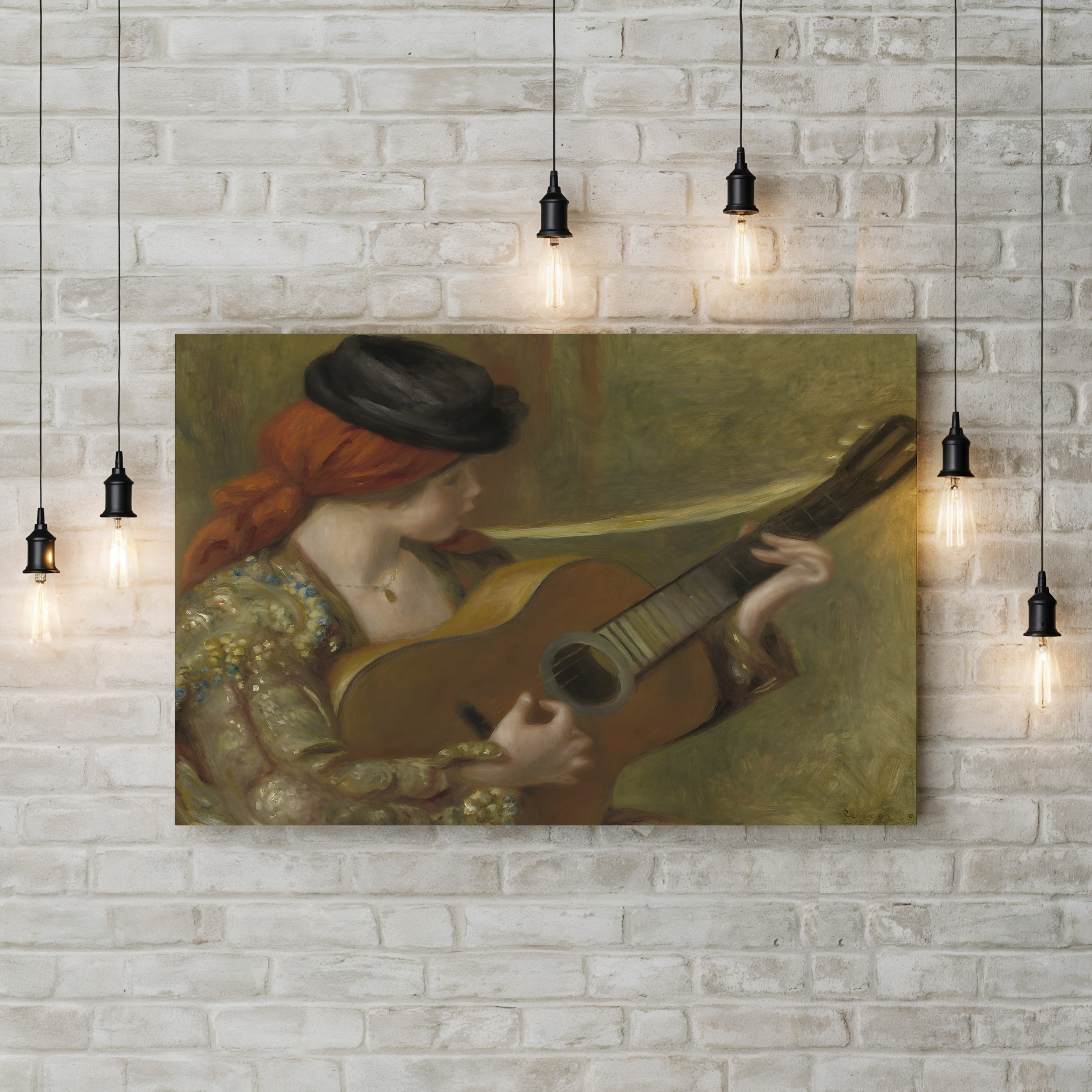 Young Spanish Woman with a Guitar, 1898 – Pierre-Auguste Renoir Wall Art | Impressionist Figure Canvas Print