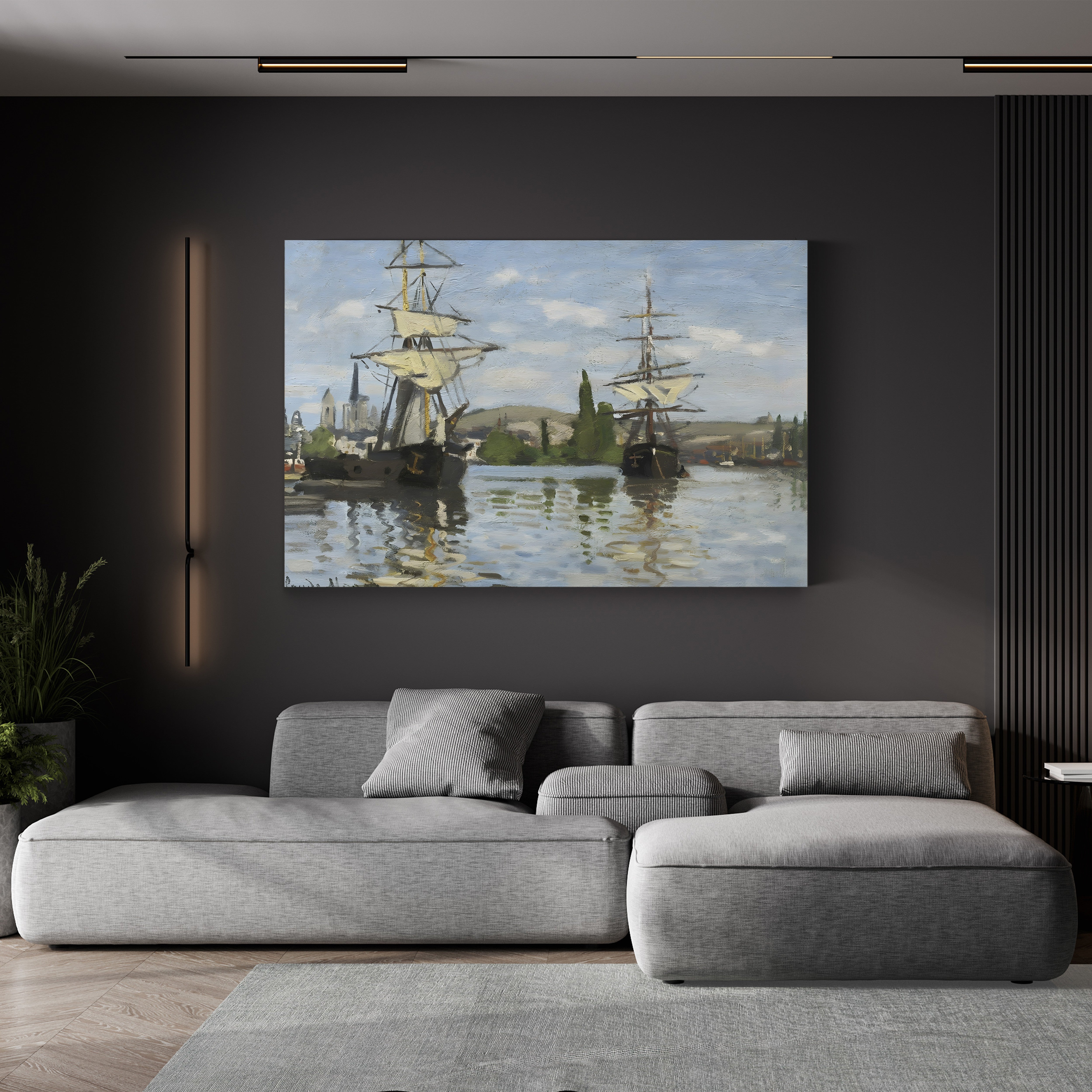 Ships Riding on the Seine at Rouen, 1872-73 by Claude Monet