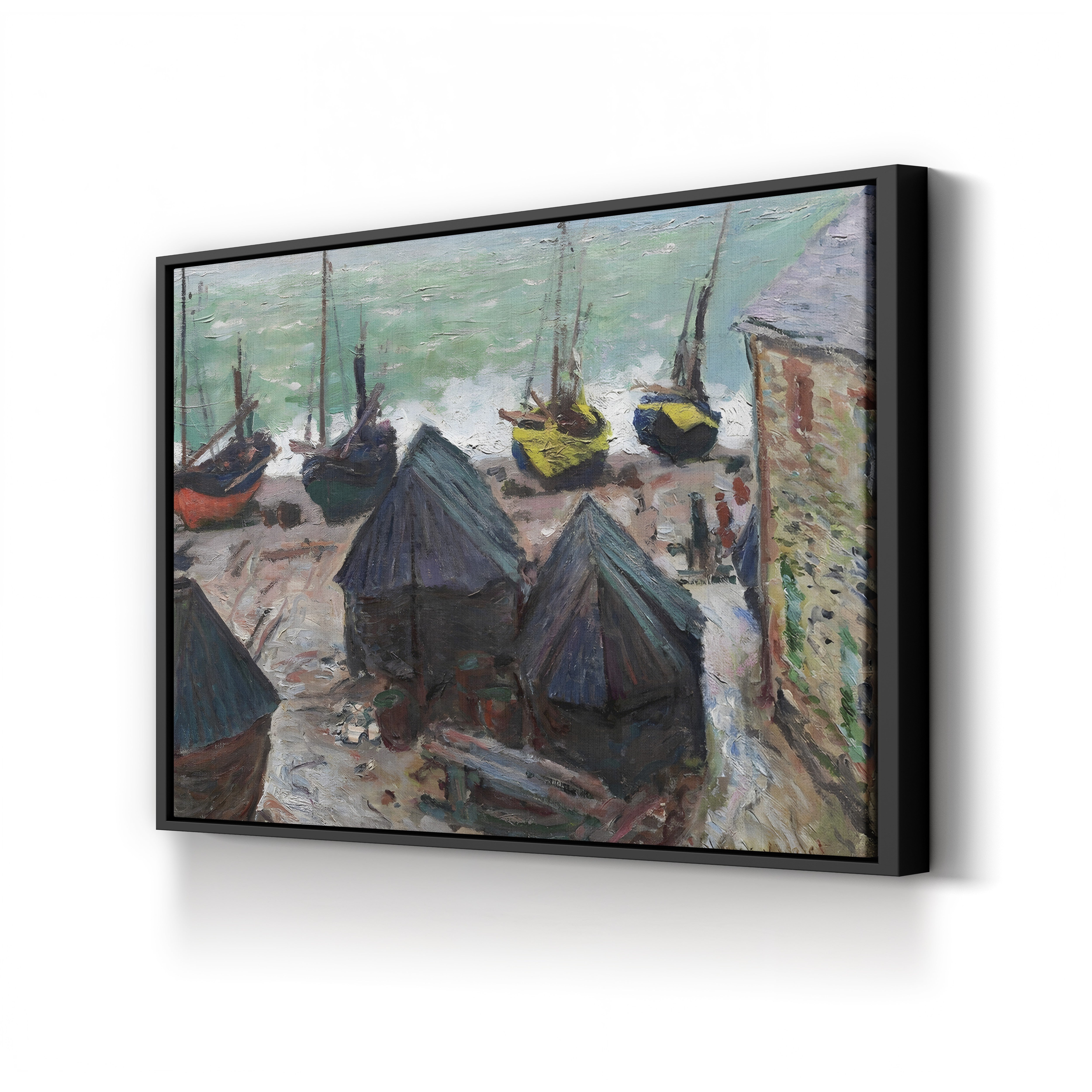 Boats on the Beach at Étretat – Claude Monet Wall Art | Impressionist Normandy Coastal Canvas Print