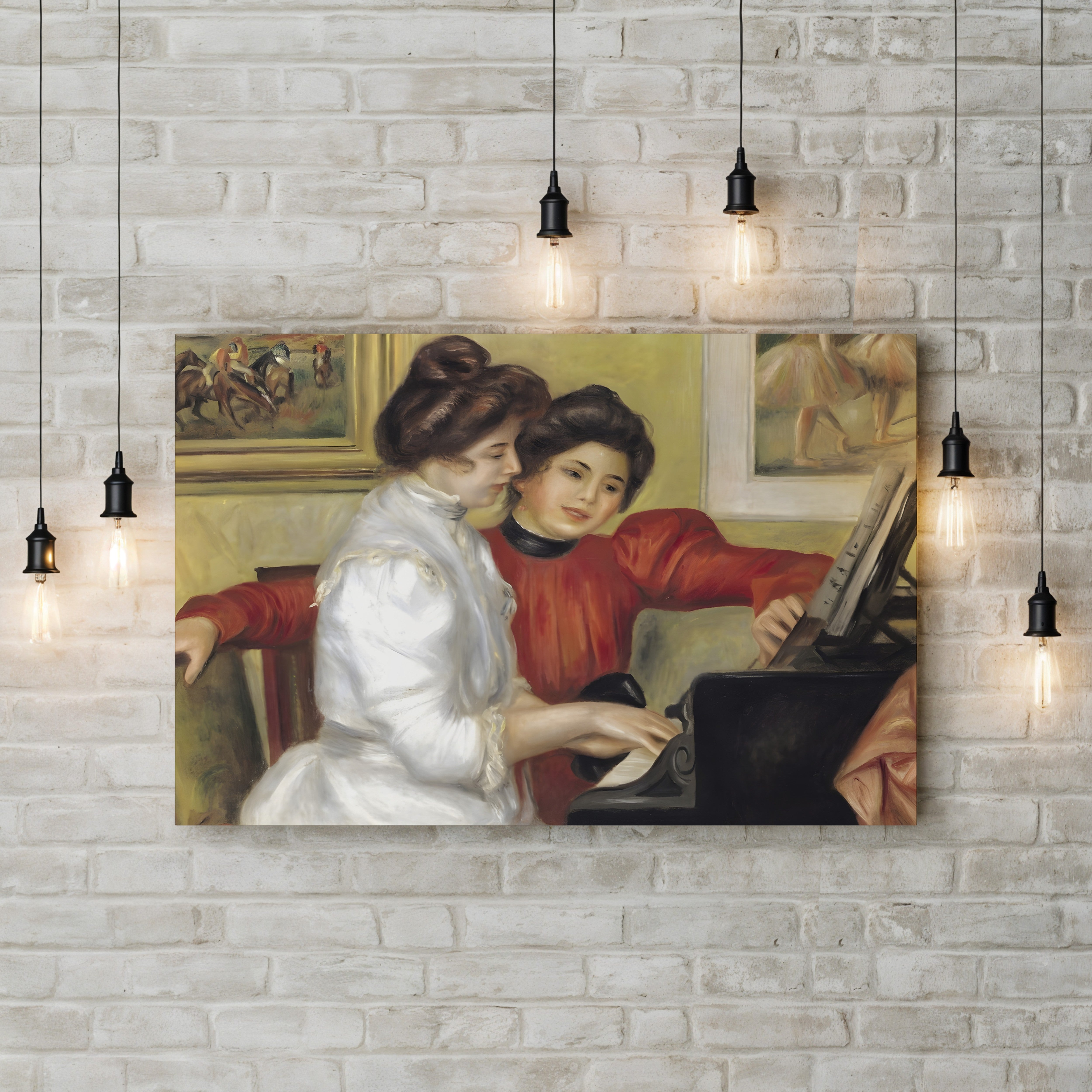 Yvonne and Christine Lerolle at the Piano, 1897 – Pierre-Auguste Renoir Wall Art | Impressionist Interior Canvas Print
