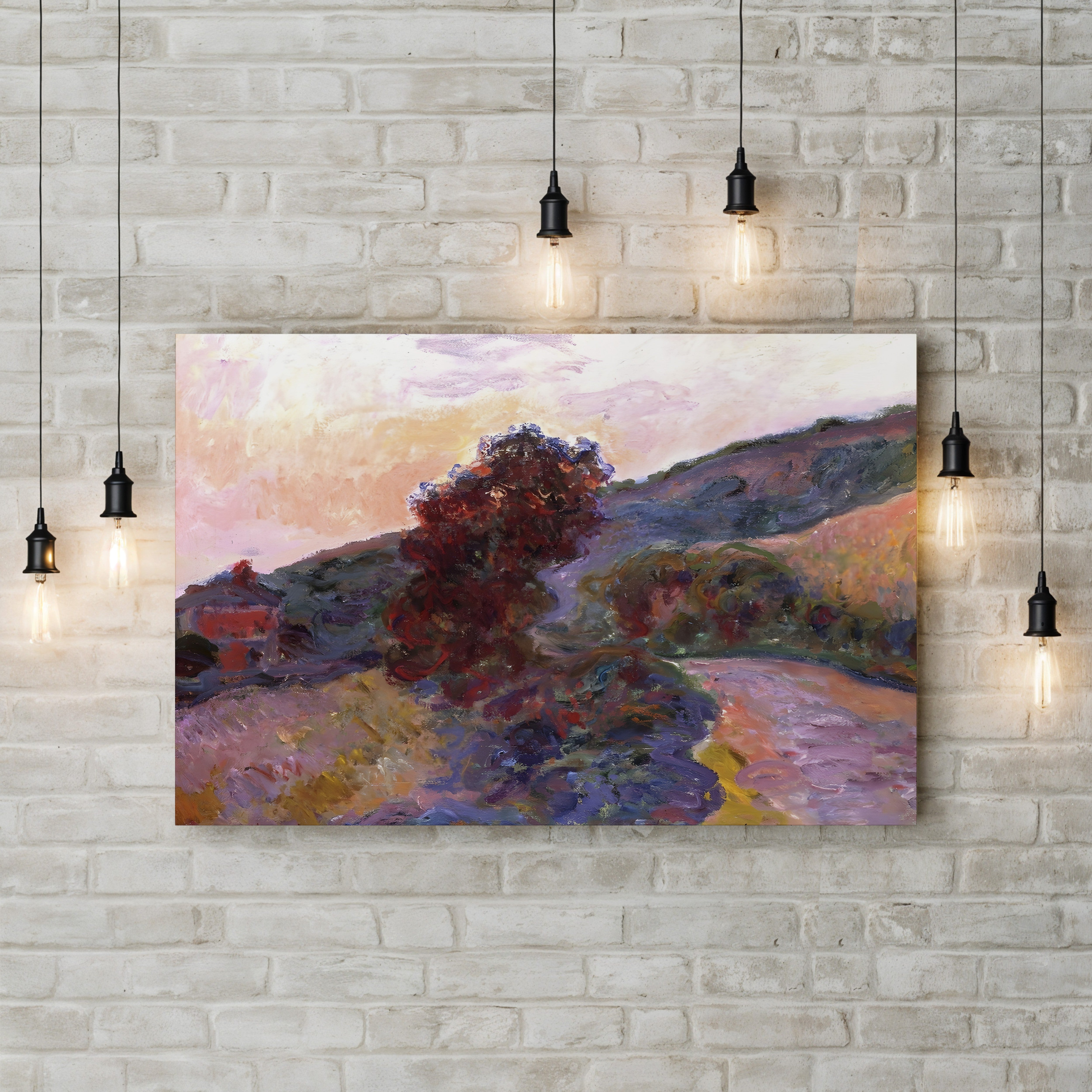 Coucher de Soleil à Giverny, 1886 – Claude Monet Wall Art | Impressionist Sunset Landscape Canvas Print