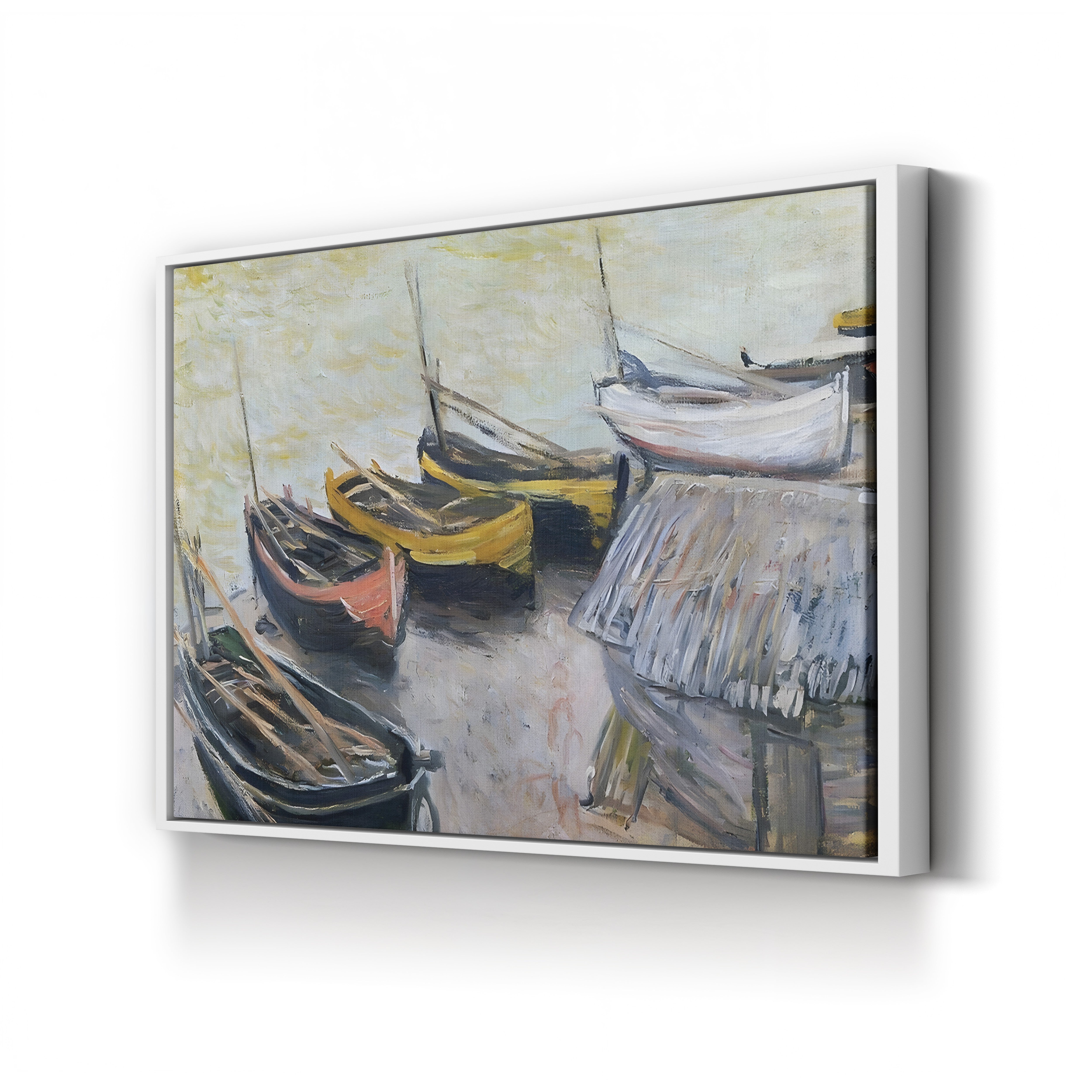 Boats on the Beach, 1883 – Claude Monet Wall Art | Impressionist Norman Coastal Canvas Print