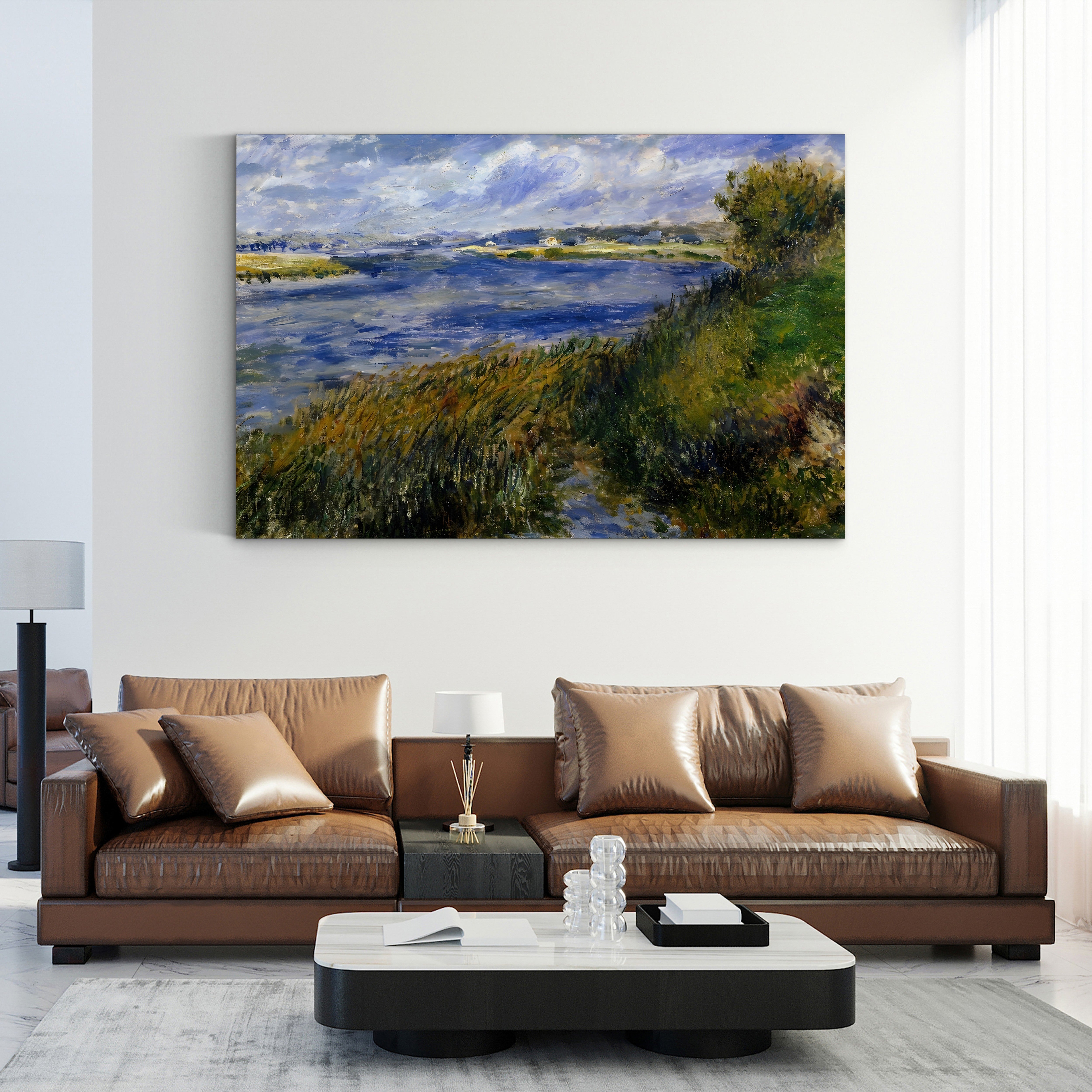 Banks of the Seine at Champrosay, 1876 – Pierre-Auguste Renoir Wall Art | Impressionist Landscape Canvas Print