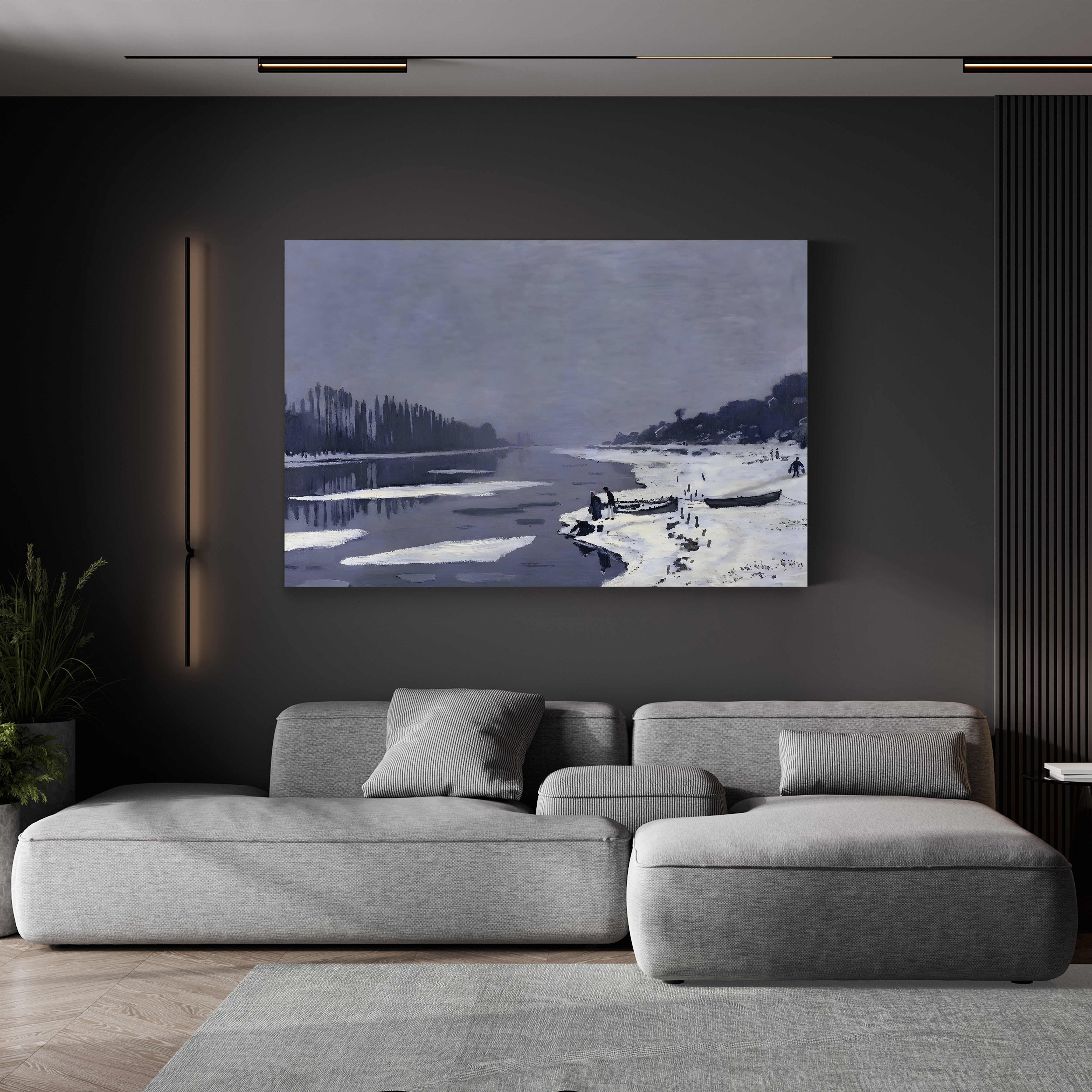Ice Floes on the Seine at Bougival, c. 1867–68 – Claude Monet Wall Art | Early Impressionist Winter Canvas Print