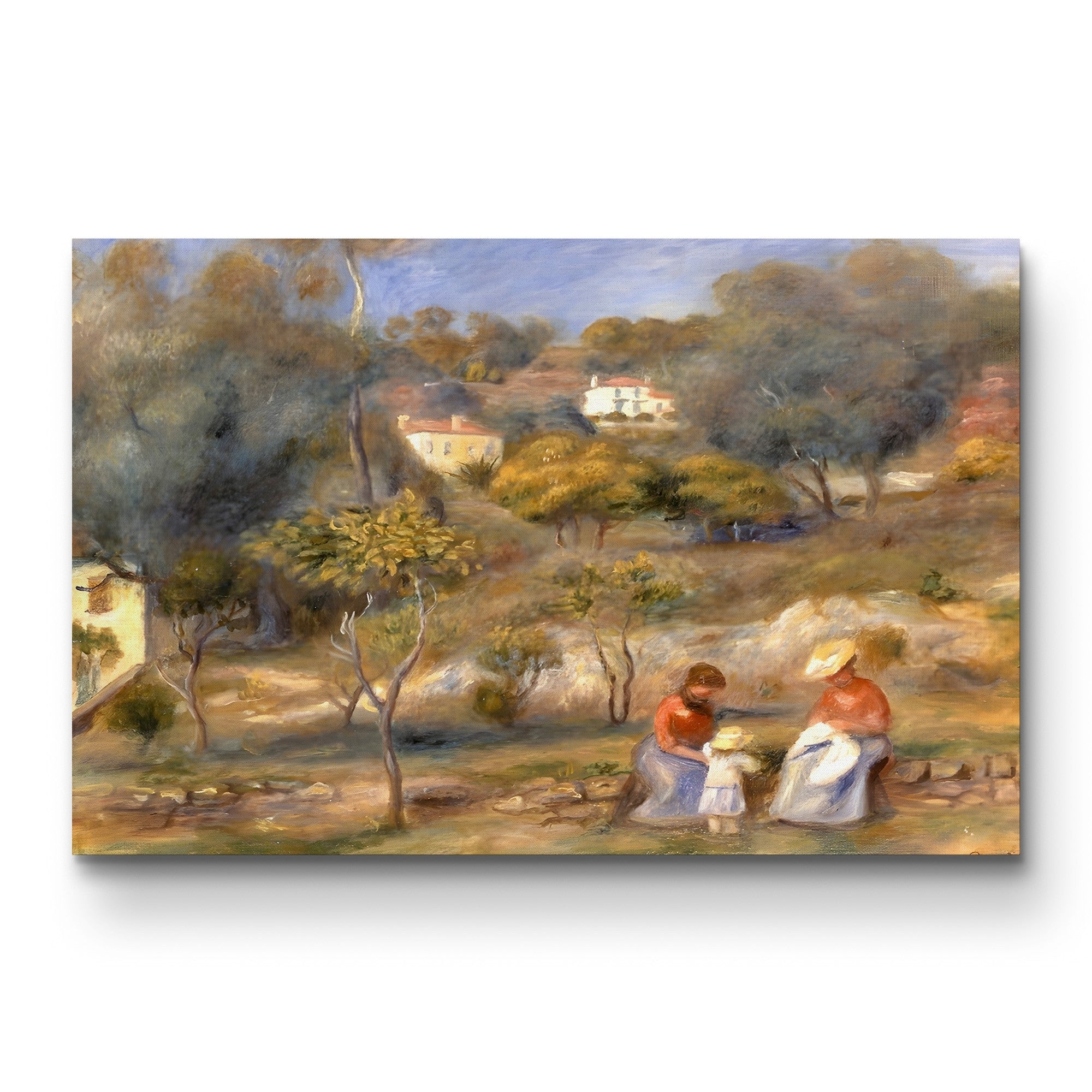 Two Women and a Child in a Landscape, 1902 – Pierre-Auguste Renoir Wall Art | Impressionist Figural Canvas Print