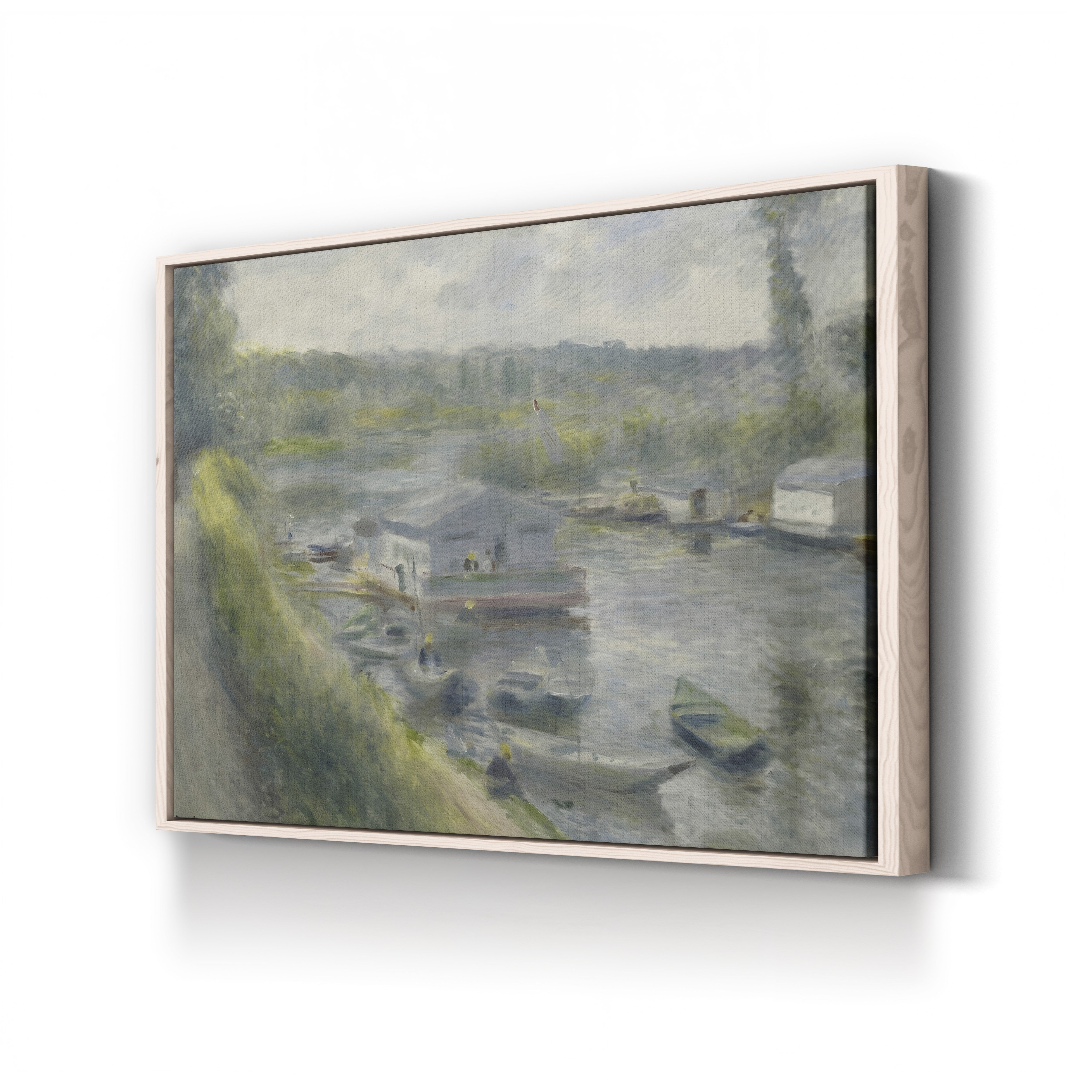 Wash-House Boat at Bas-Meudon, 1874 – Pierre-Auguste Renoir Wall Art | Impressionist Riverscape Canvas Print