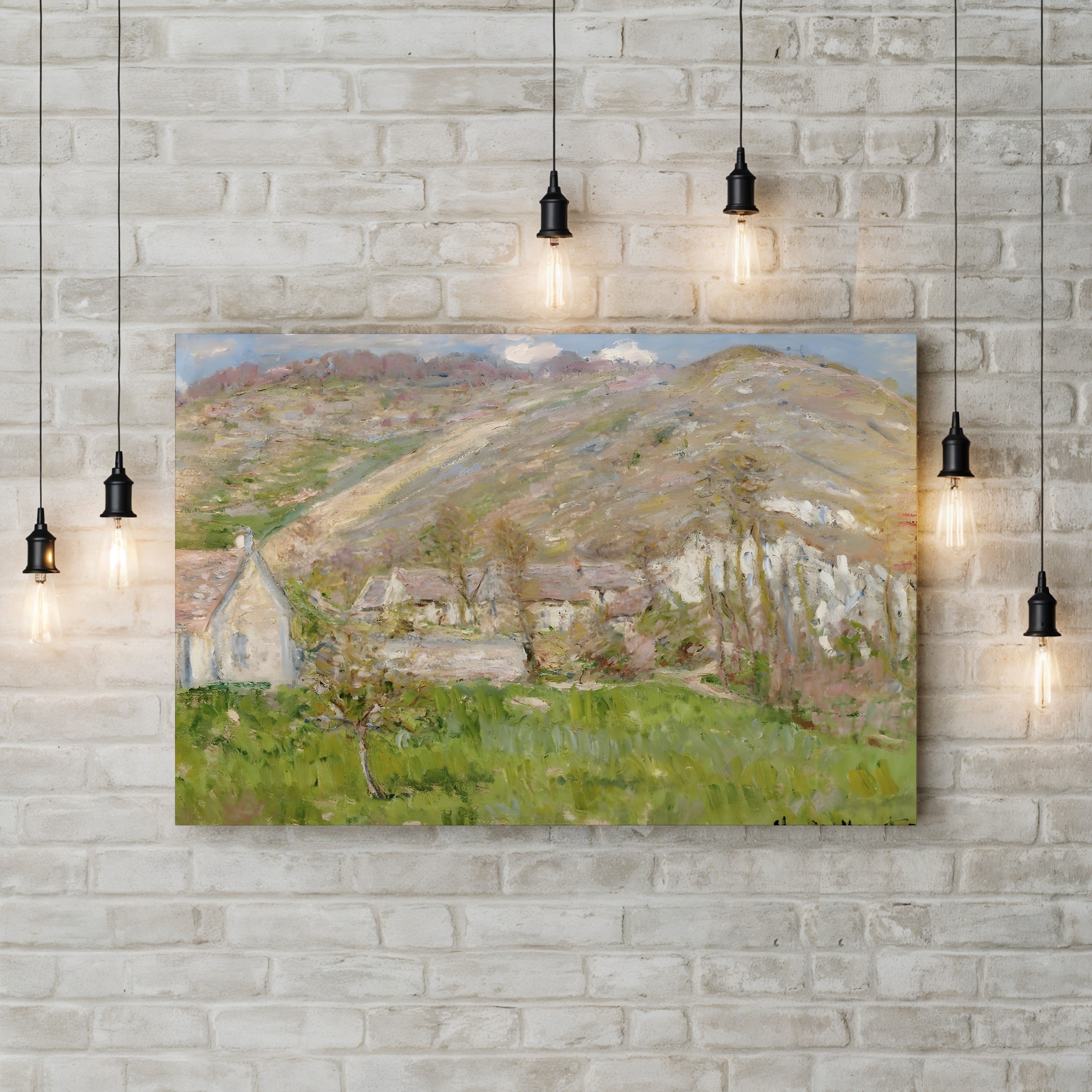 Hamlet on the Cliffs near Giverny, 1883 – Claude Monet Wall Art | Impressionist Landscape Canvas Print