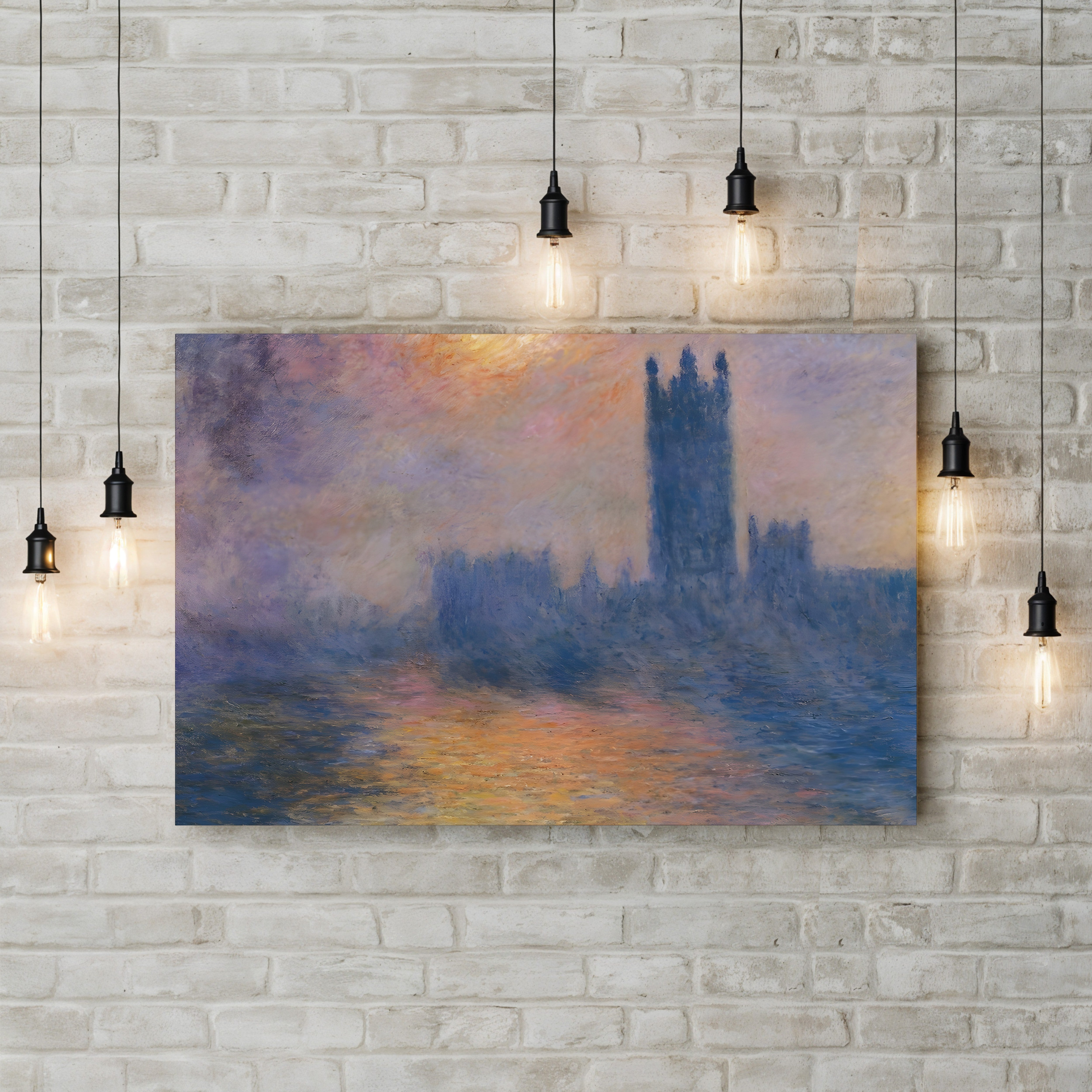The Houses of Parliament, Sun Breaking Through the Fog (Le Parlement, trouée de soleil dans le brouillard), 1904 by Claude Monet