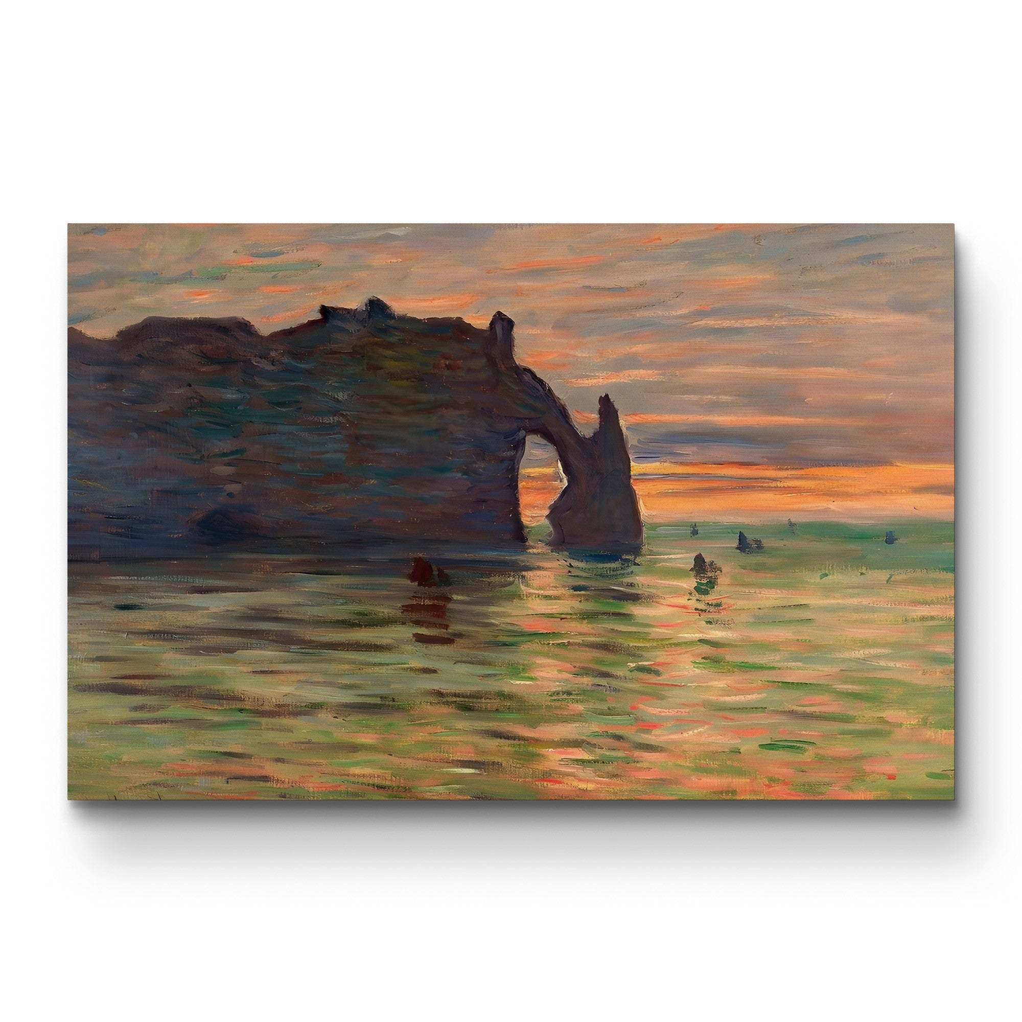 Coucher de Soleil à Étretat – Claude Monet Wall Art | Impressionist Normandy Sunset Canvas Print