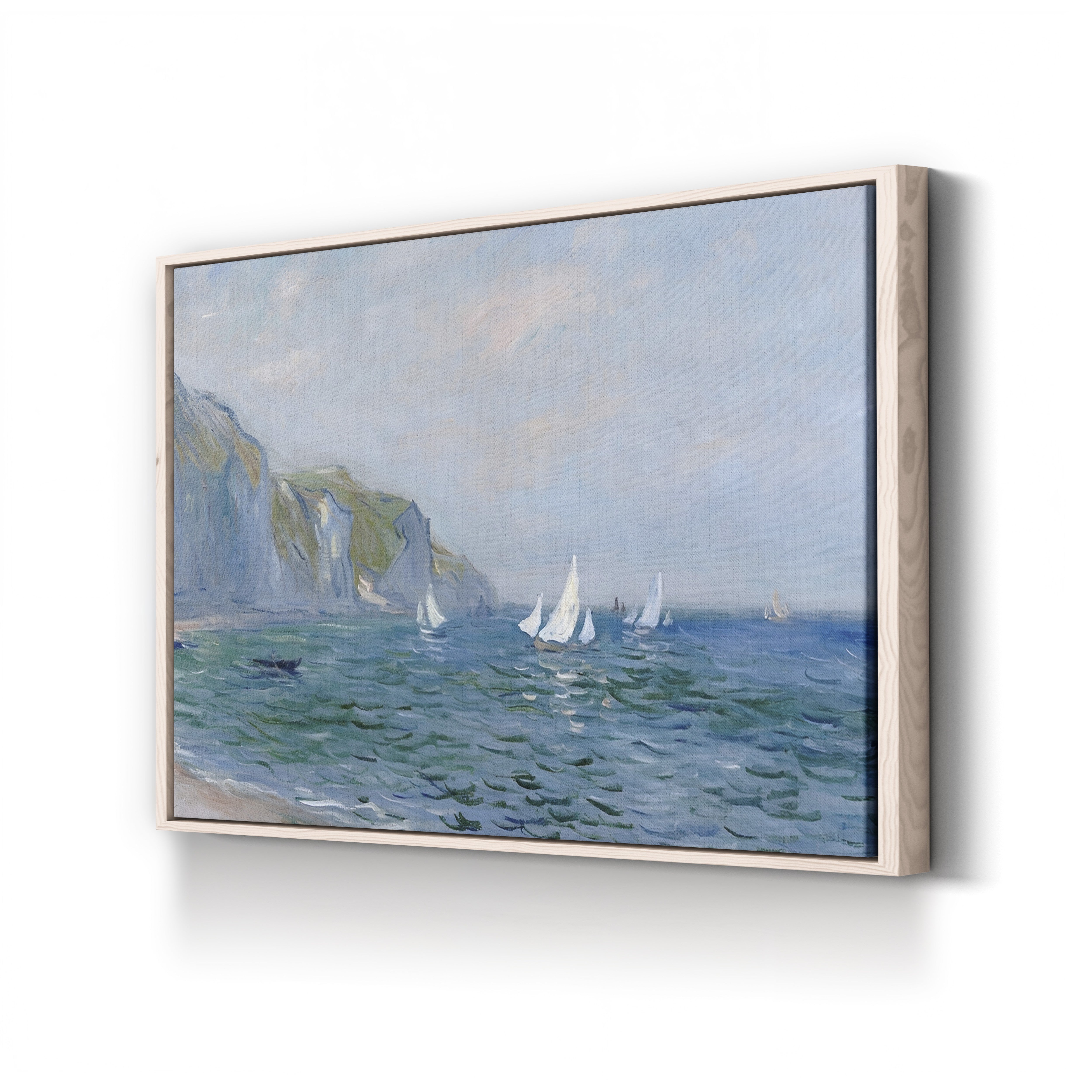 Cliffs and Sailboats at Pourville – Claude Monet Wall Art | Impressionist Normandy Coastal Canvas Print