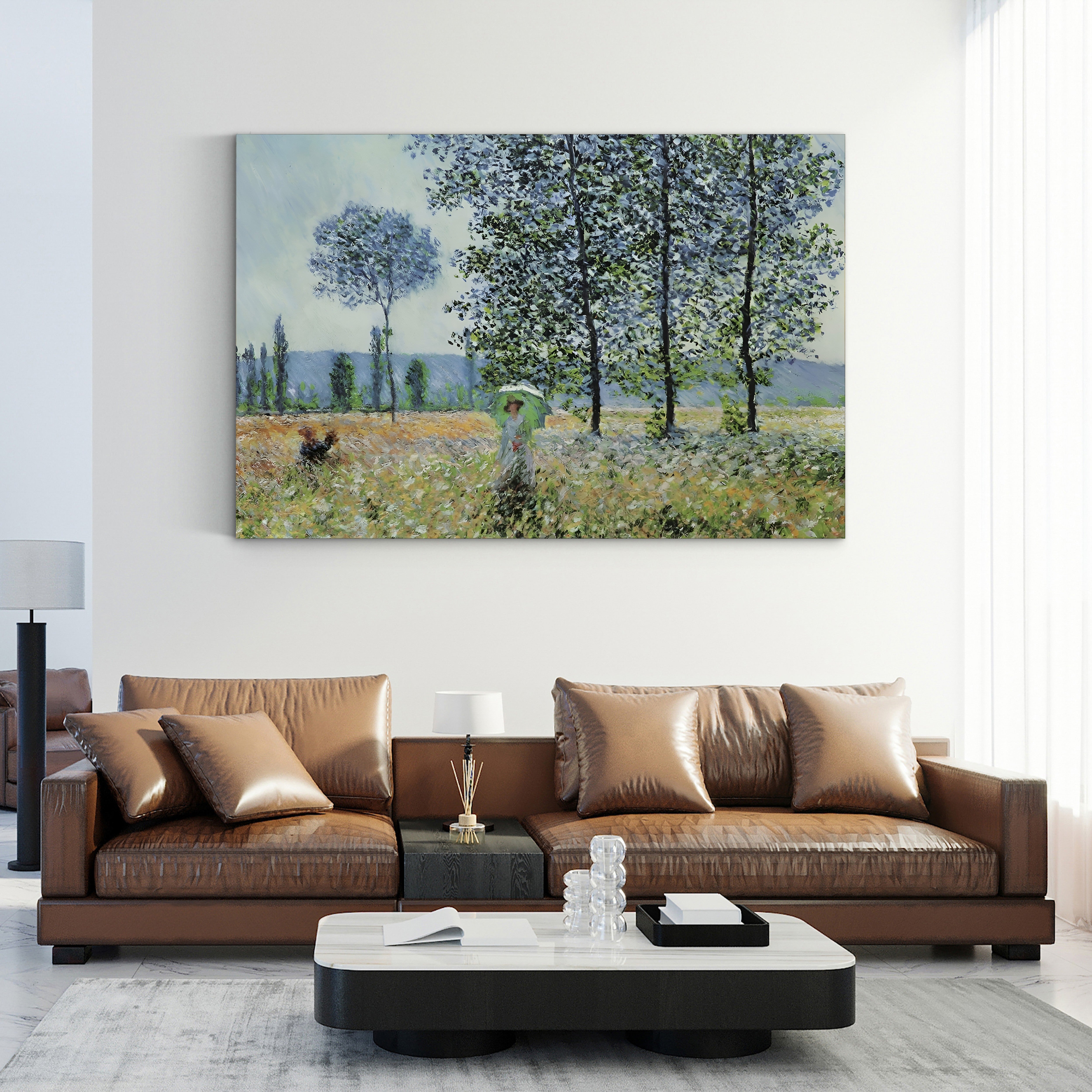 Felder im Frühling (Fields in Spring) – Claude Monet Wall Art | Impressionist Spring Landscape Canvas Print