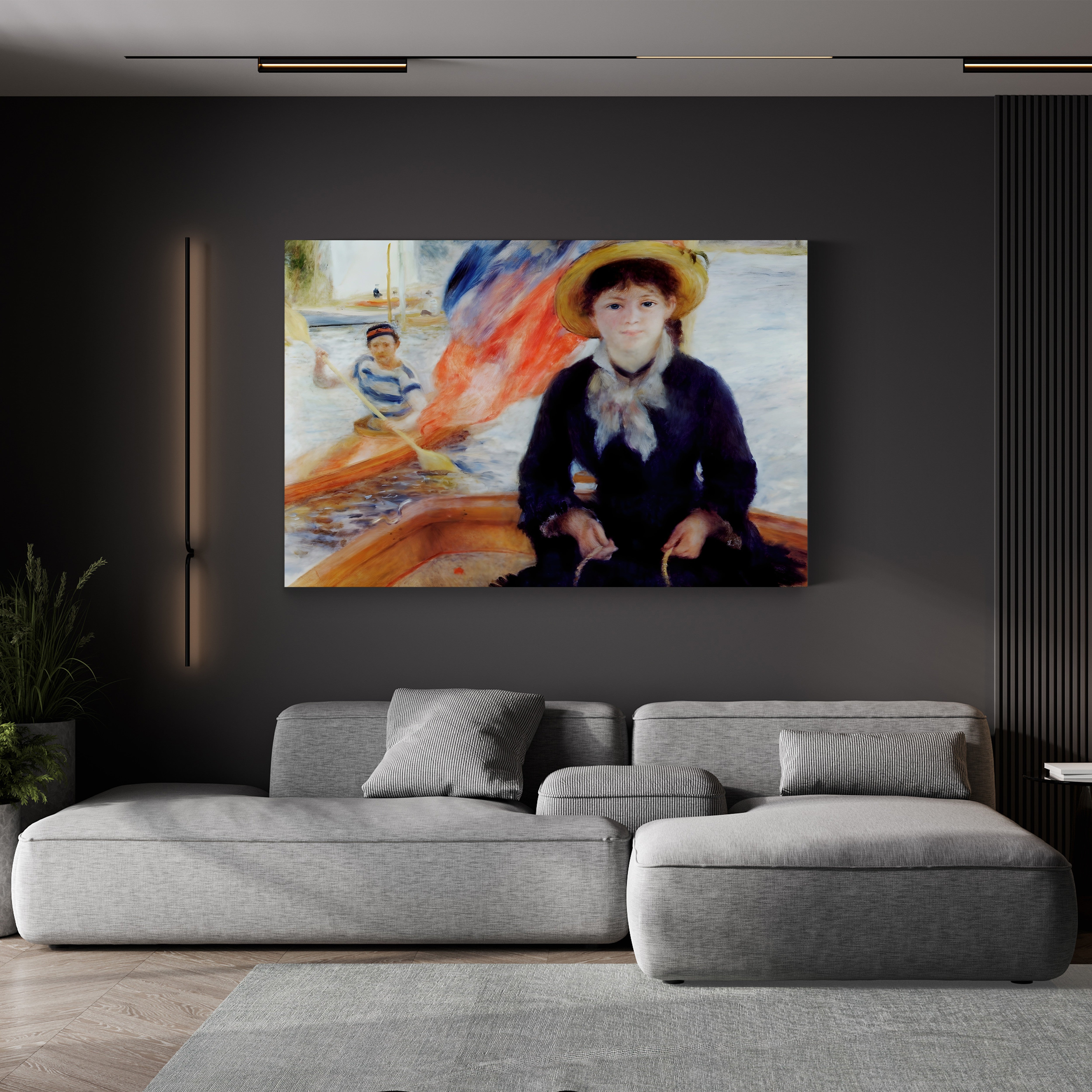In a Dinghy – Pierre-Auguste Renoir Wall Art | Impressionist River Canvas Print