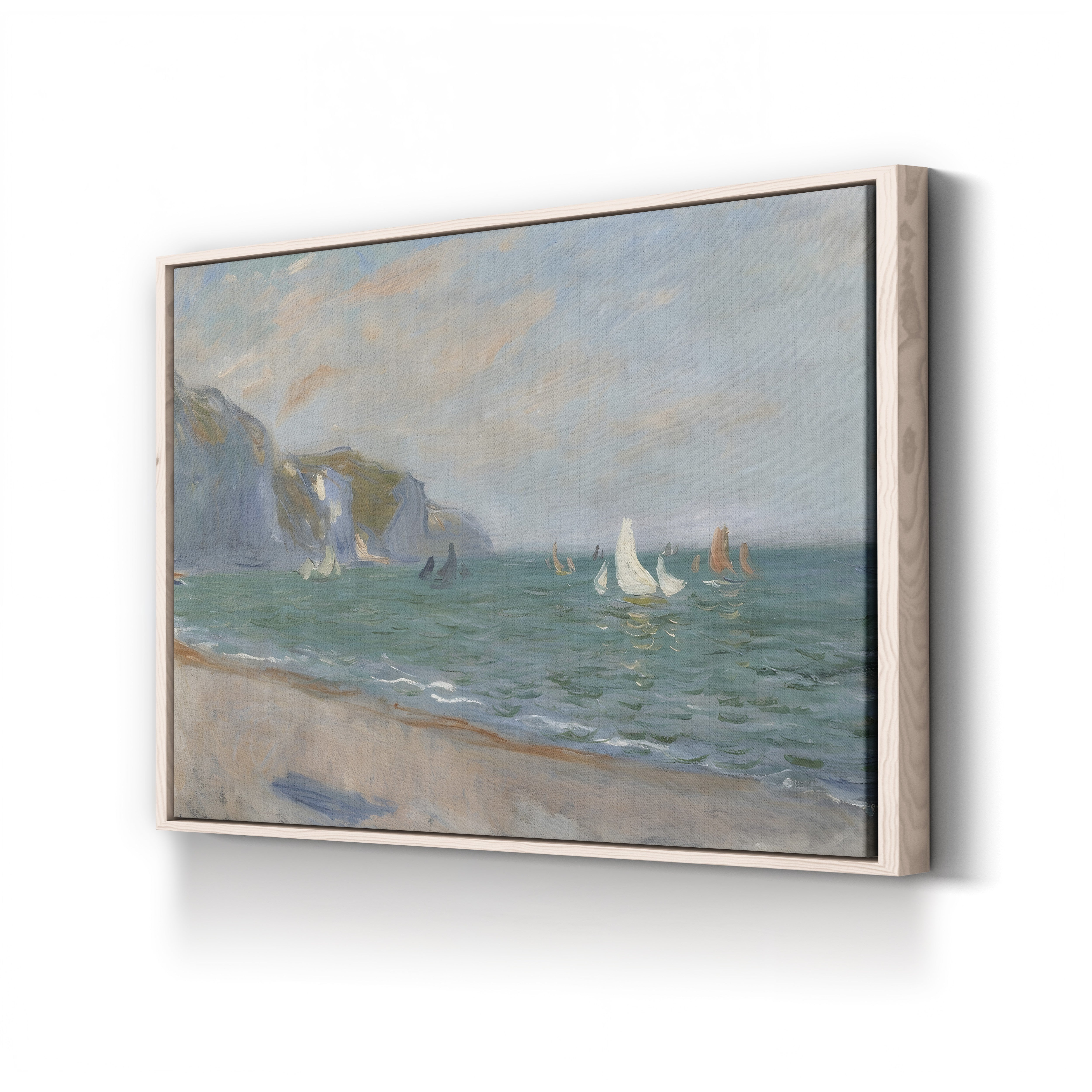 Boats Below the Pourville Cliffs, 1882 – Claude Monet Wall Art | Impressionist Normandy Coastal Canvas Print