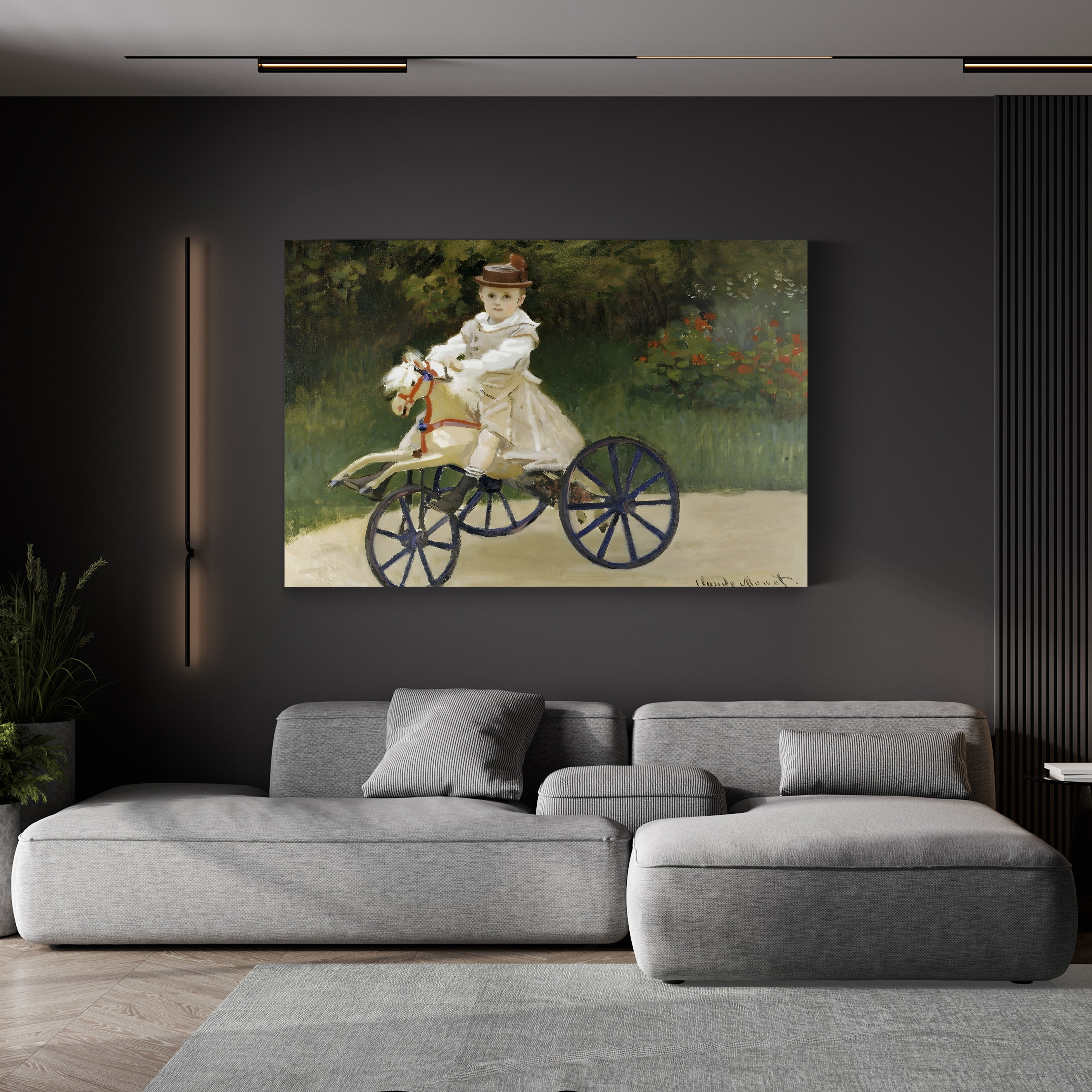 Jean Monet on His Hobby Horse, c. 1867–1913 – Claude Monet Wall Art | Impressionist Childhood Scene Canvas Print
