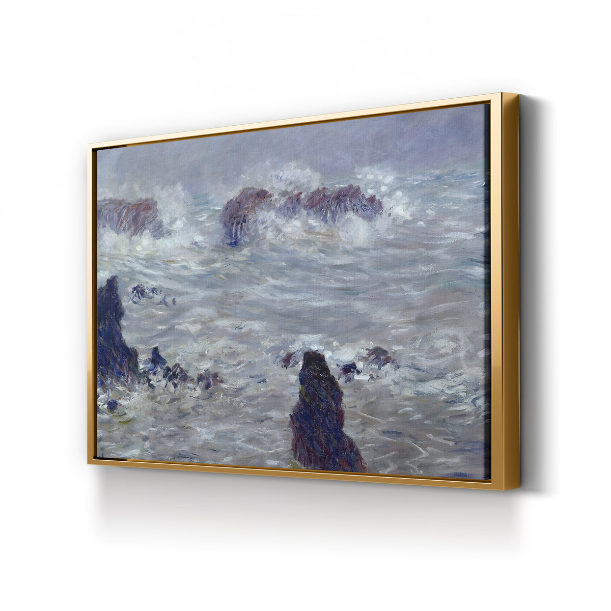 Storm off the Belle-Île Coast, c. 1886 by Claude Monet canvas print in gold frame