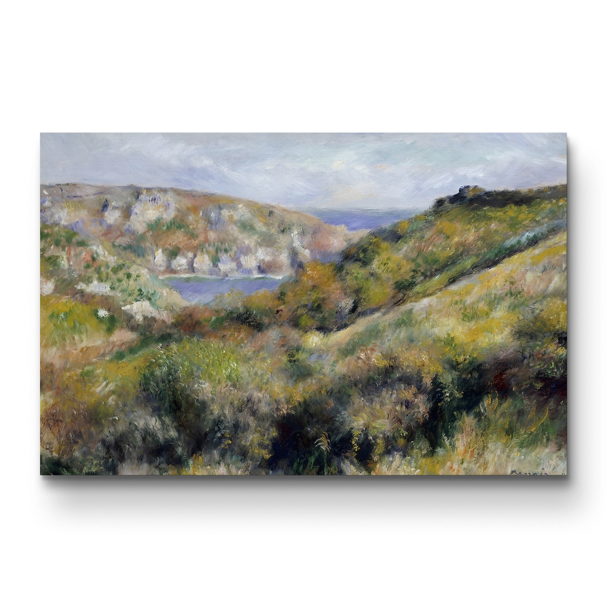 Hills Around Bay of Moulin Huet, Guernsey, 1883 – Pierre-Auguste Renoir Wall Art | Impressionist Coastal Canvas Print