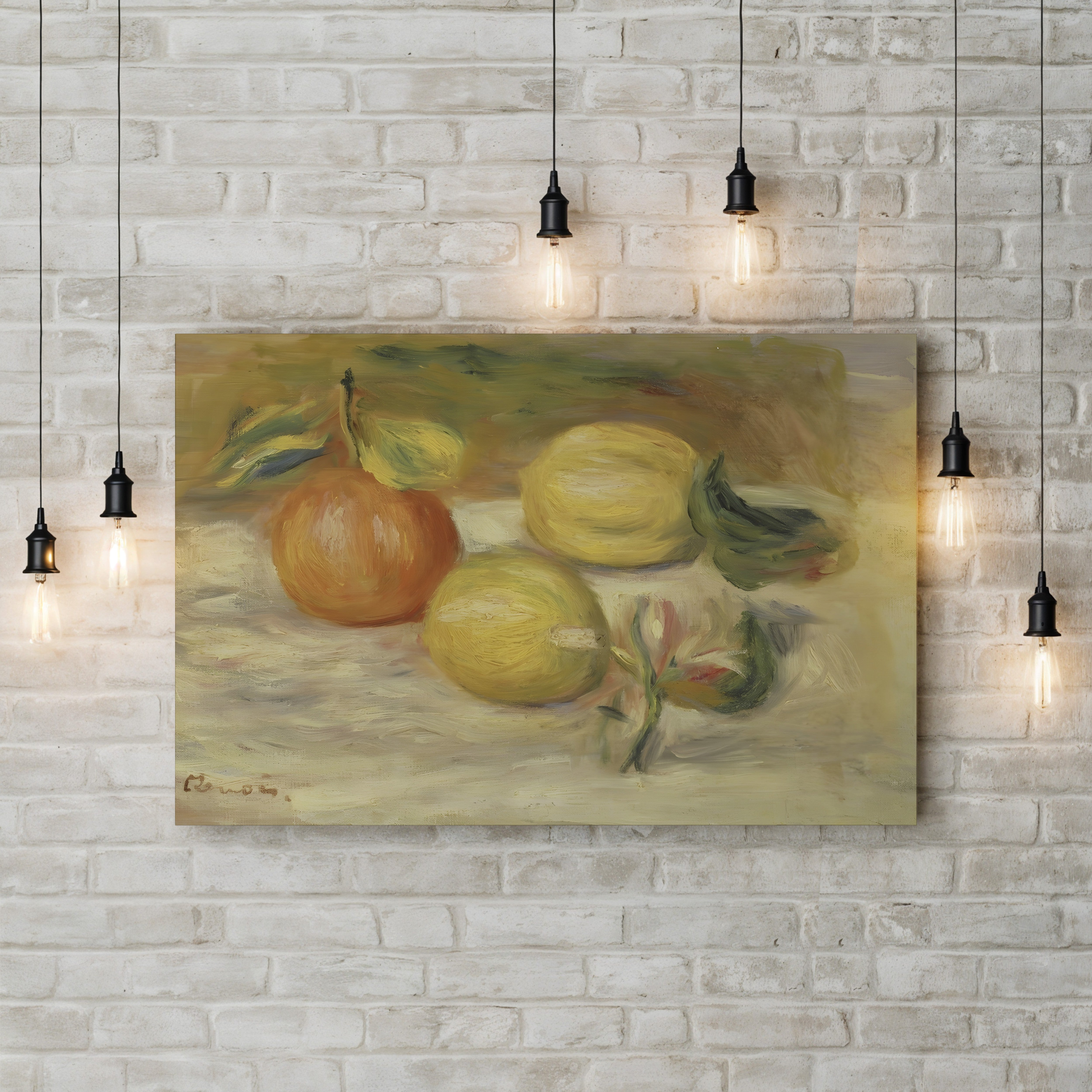 Apples and Two Lemons – Pierre-Auguste Renoir Wall Art | Impressionist Still Life Canvas Print