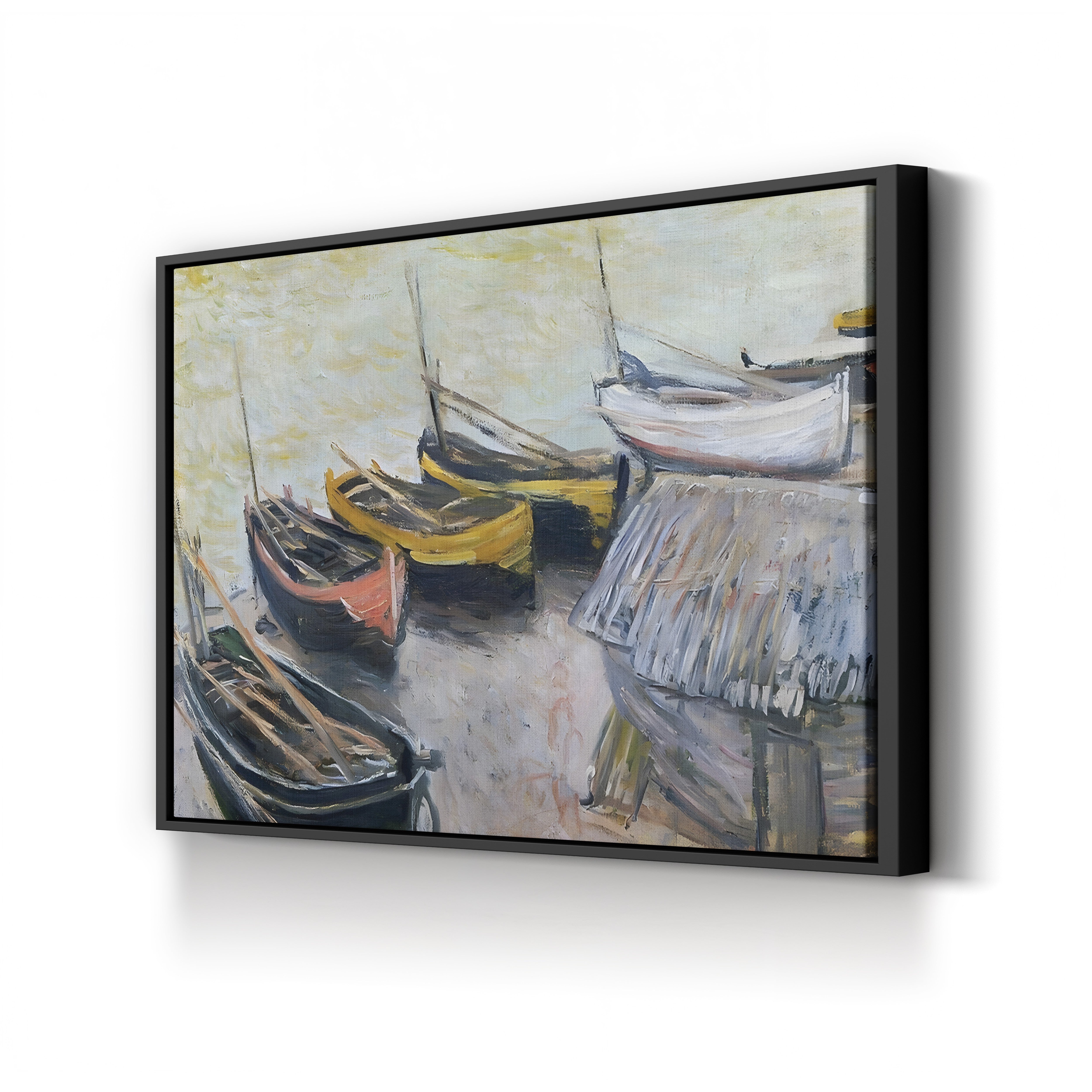 Boats on the Beach, 1883 – Claude Monet Wall Art | Impressionist Norman Coastal Canvas Print