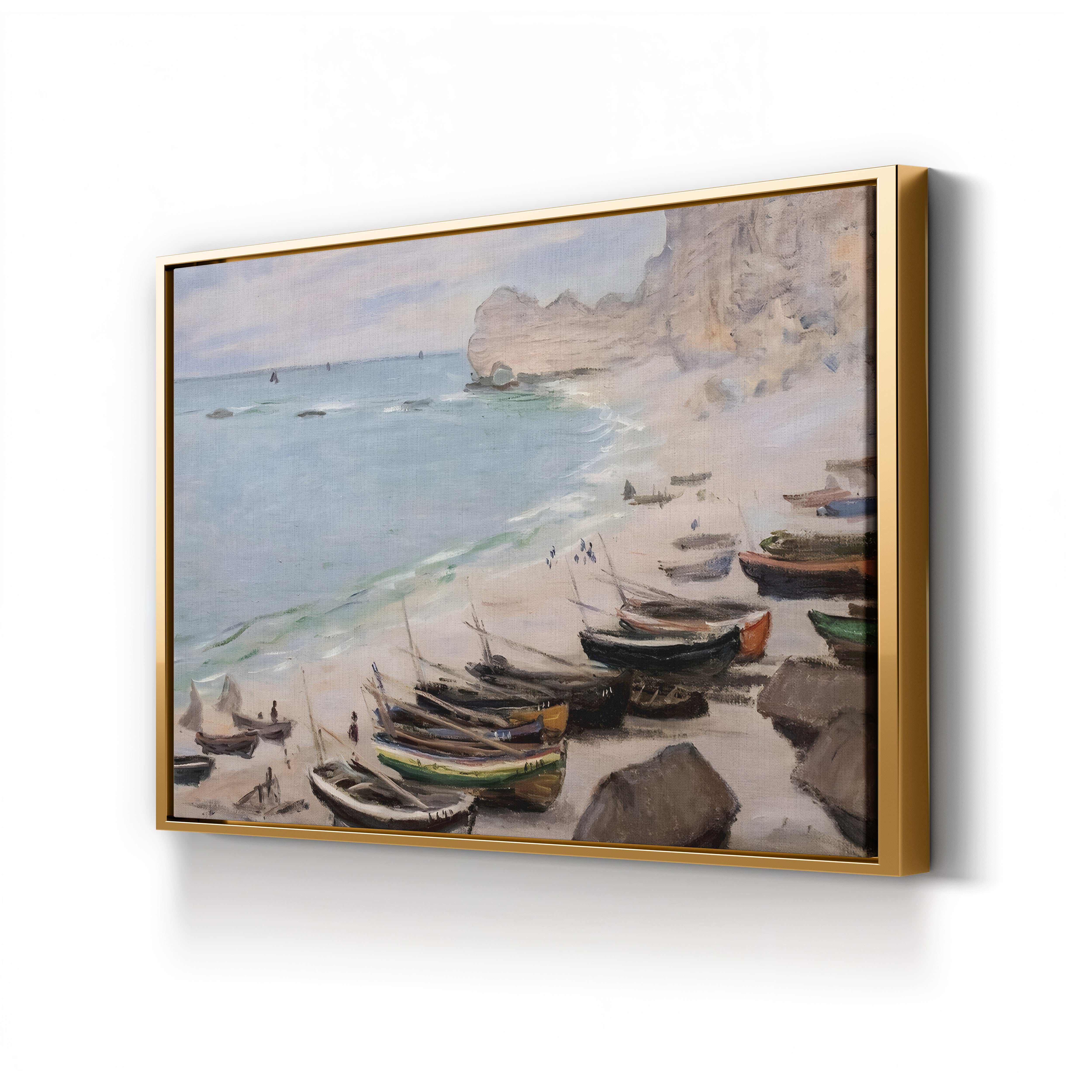 Bateaux sur la Plage à Étretat, 1883 – Claude Monet Wall Art | Impressionist Normandy Coastal Canvas Print