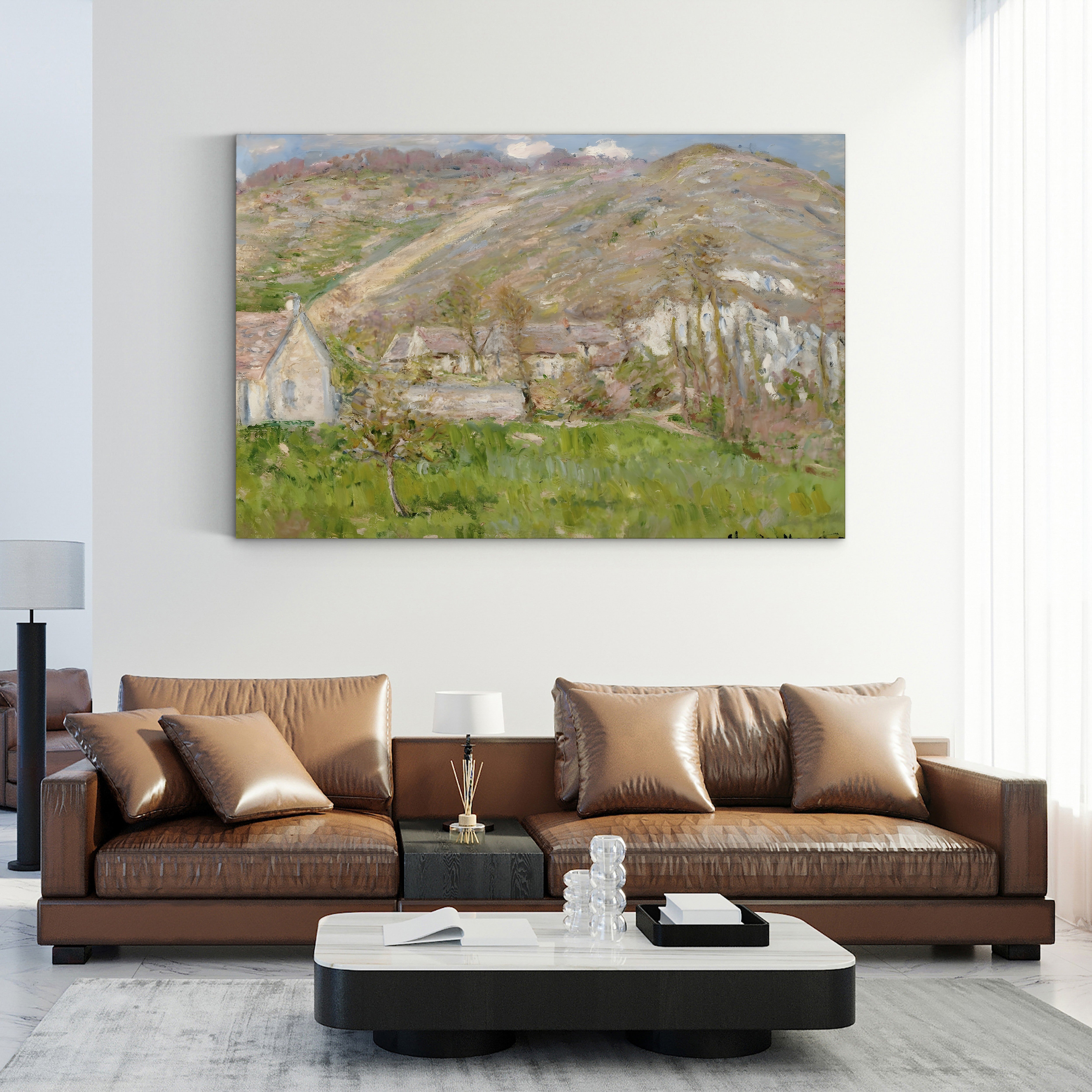 Hamlet on the Cliffs near Giverny, 1883 – Claude Monet Wall Art | Impressionist Landscape Canvas Print