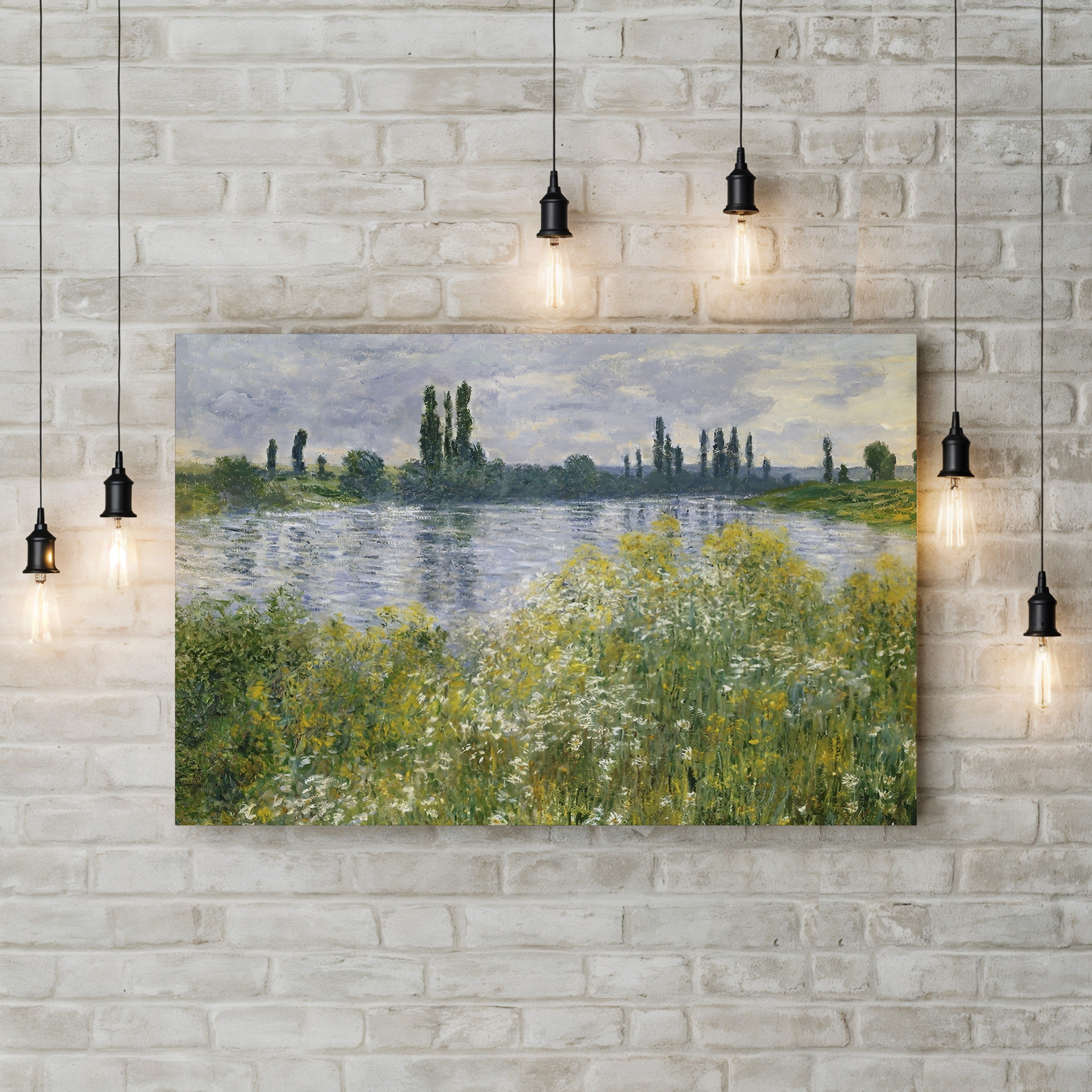 Banks of the Seine, Vétheuil, 1880 – Claude Monet Wall Art | Impressionist Seine Landscape Canvas Print