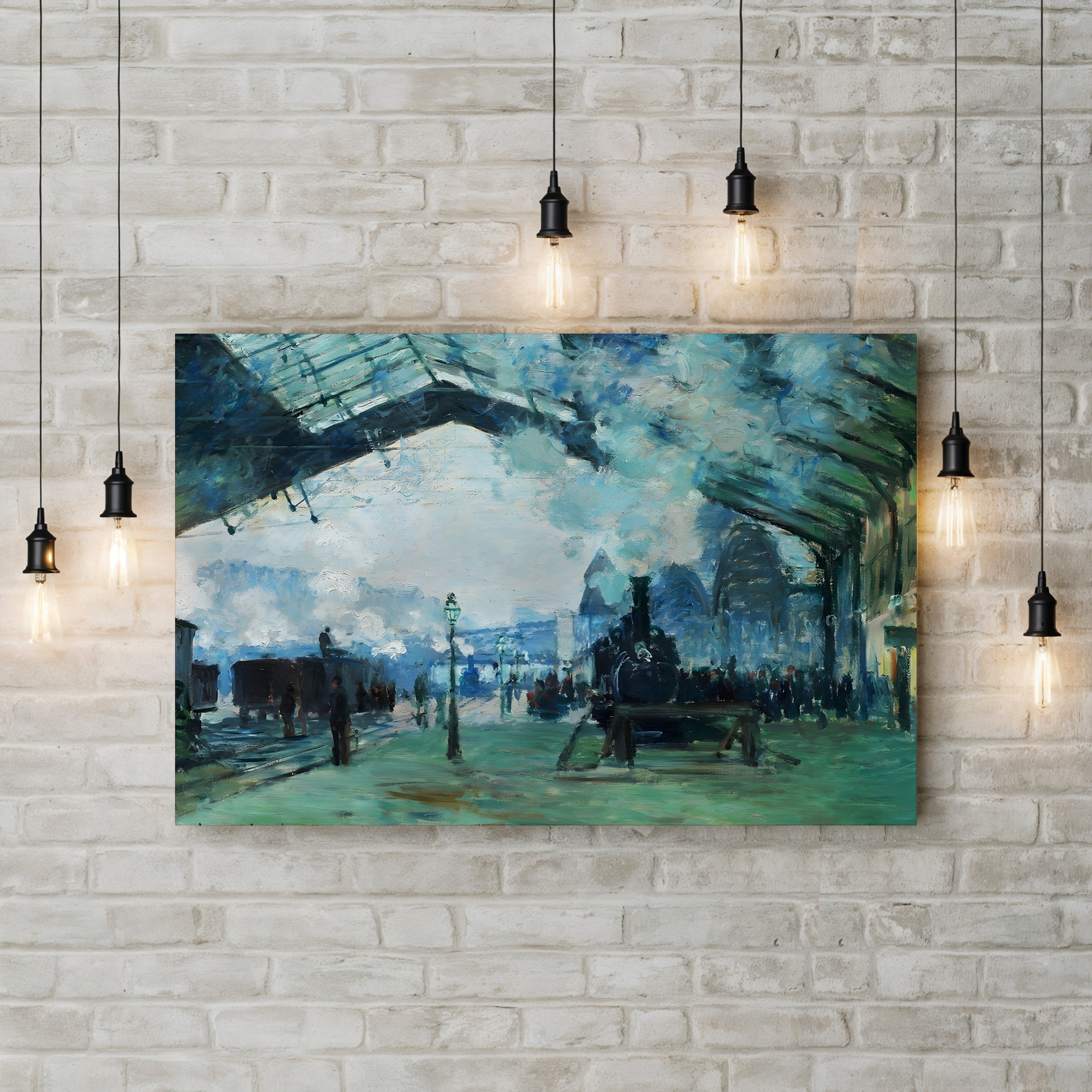 Arrival of the Normandy Train, Gare Saint-Lazare – Claude Monet Wall Art | Impressionist Railway Canvas Print