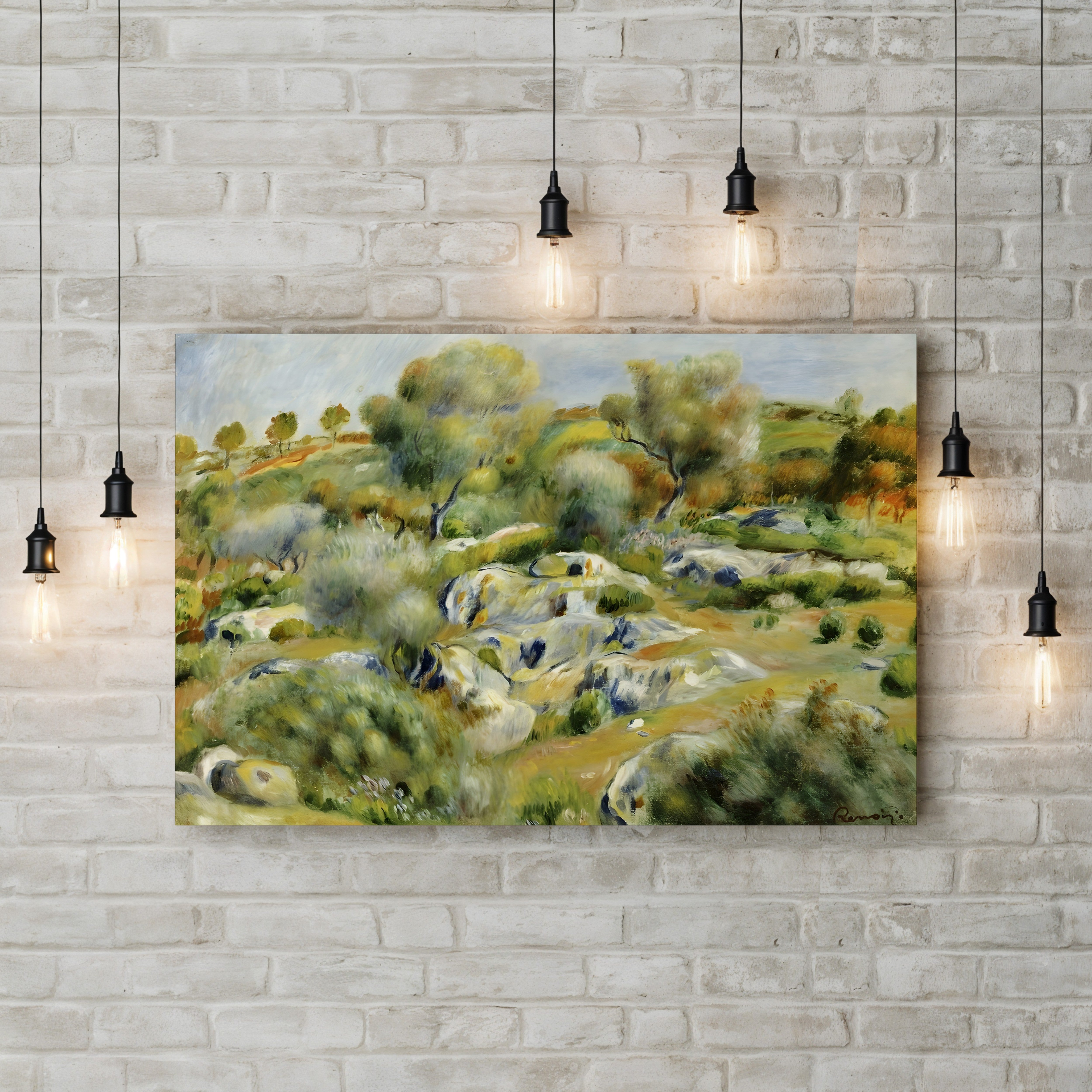 Brittany Landscape with Trees and Rocks – Pierre-Auguste Renoir Wall Art | Impressionist Landscape Canvas Print