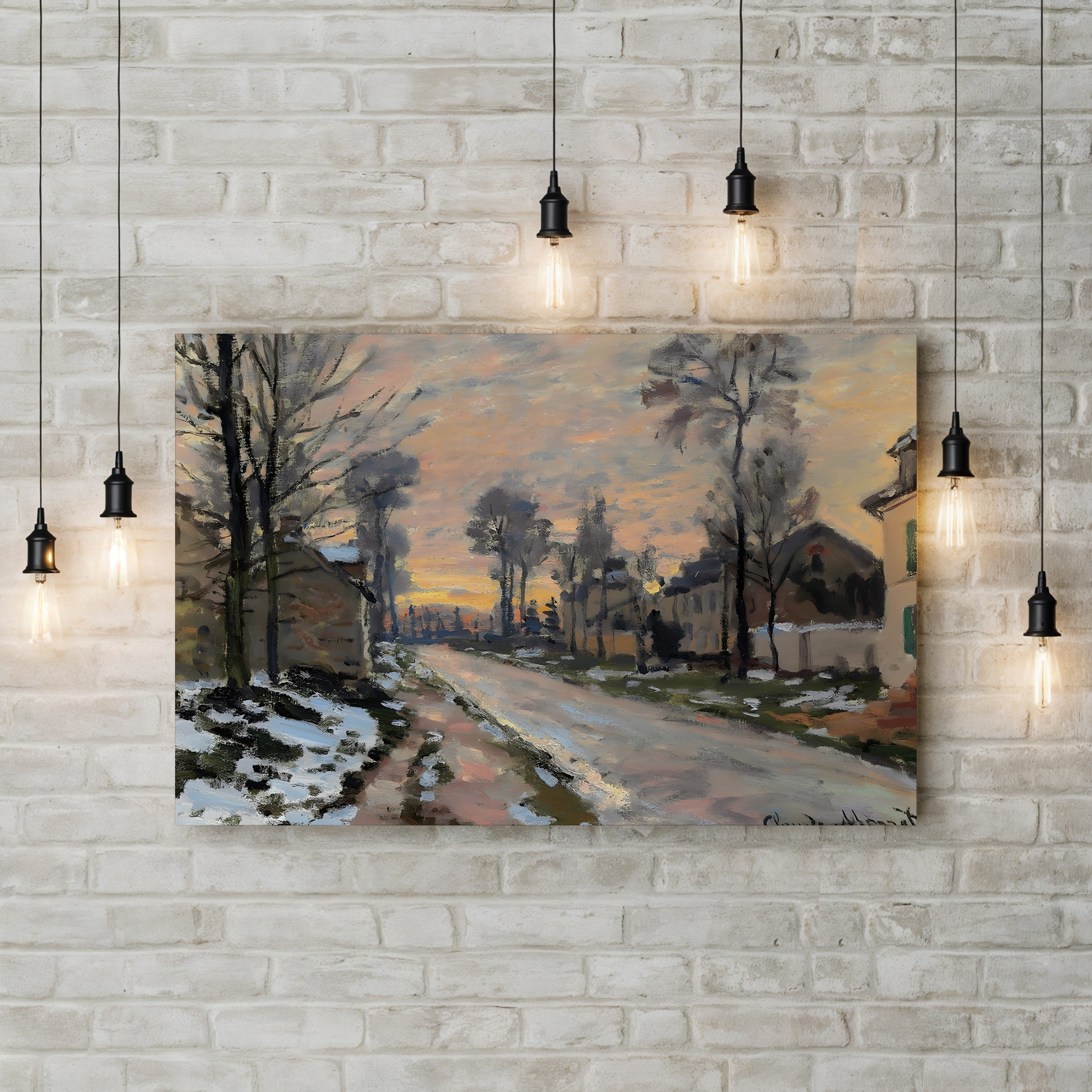 Road to Louveciennes, Melting Snow, Sunset (Route à Louveciennes, Neige Fondante, Soleil Couchant), c. 1869-70 by Claude Monet