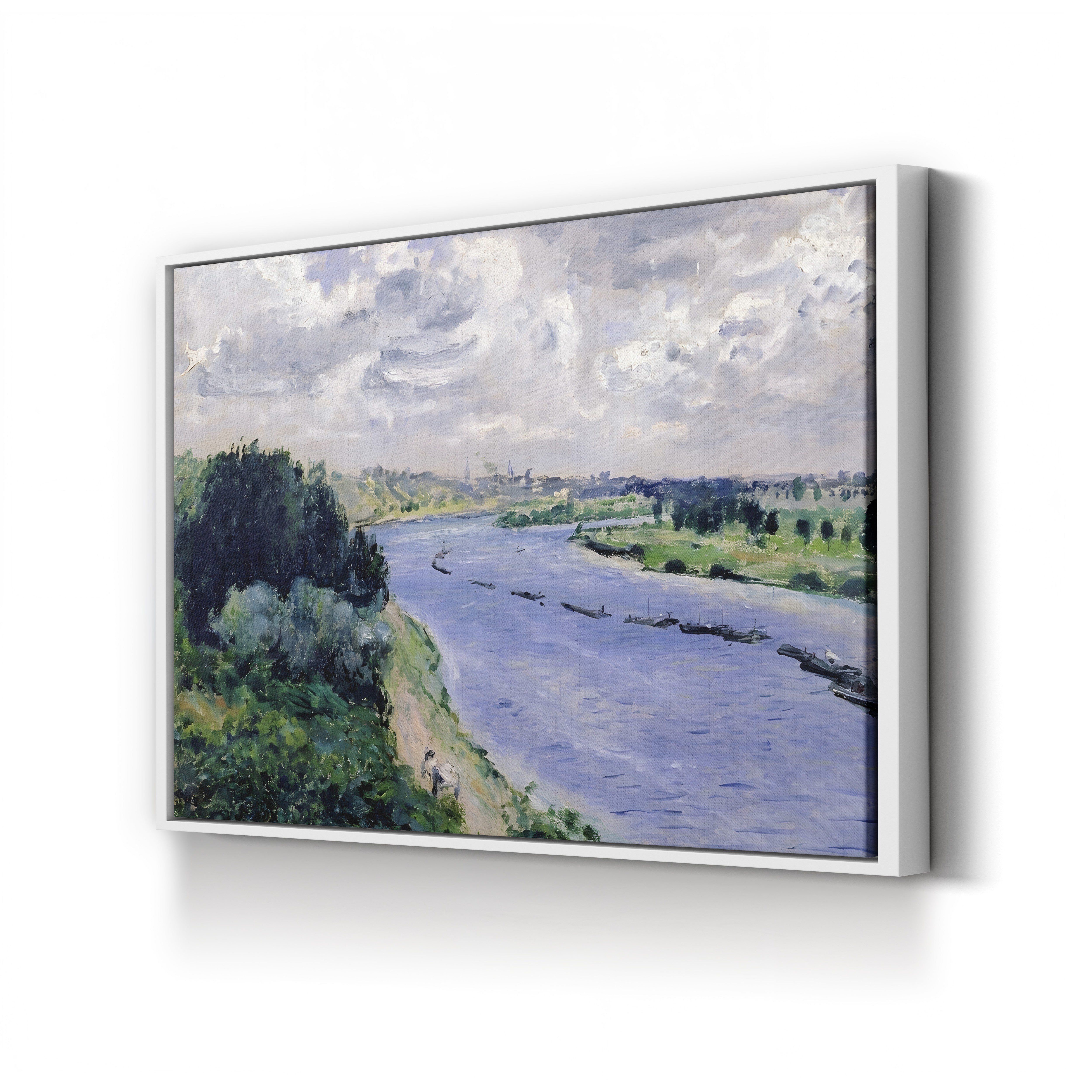 Barges on the Seine, c. 1869 – Pierre-Auguste Renoir Wall Art | Impressionist River Canvas Print