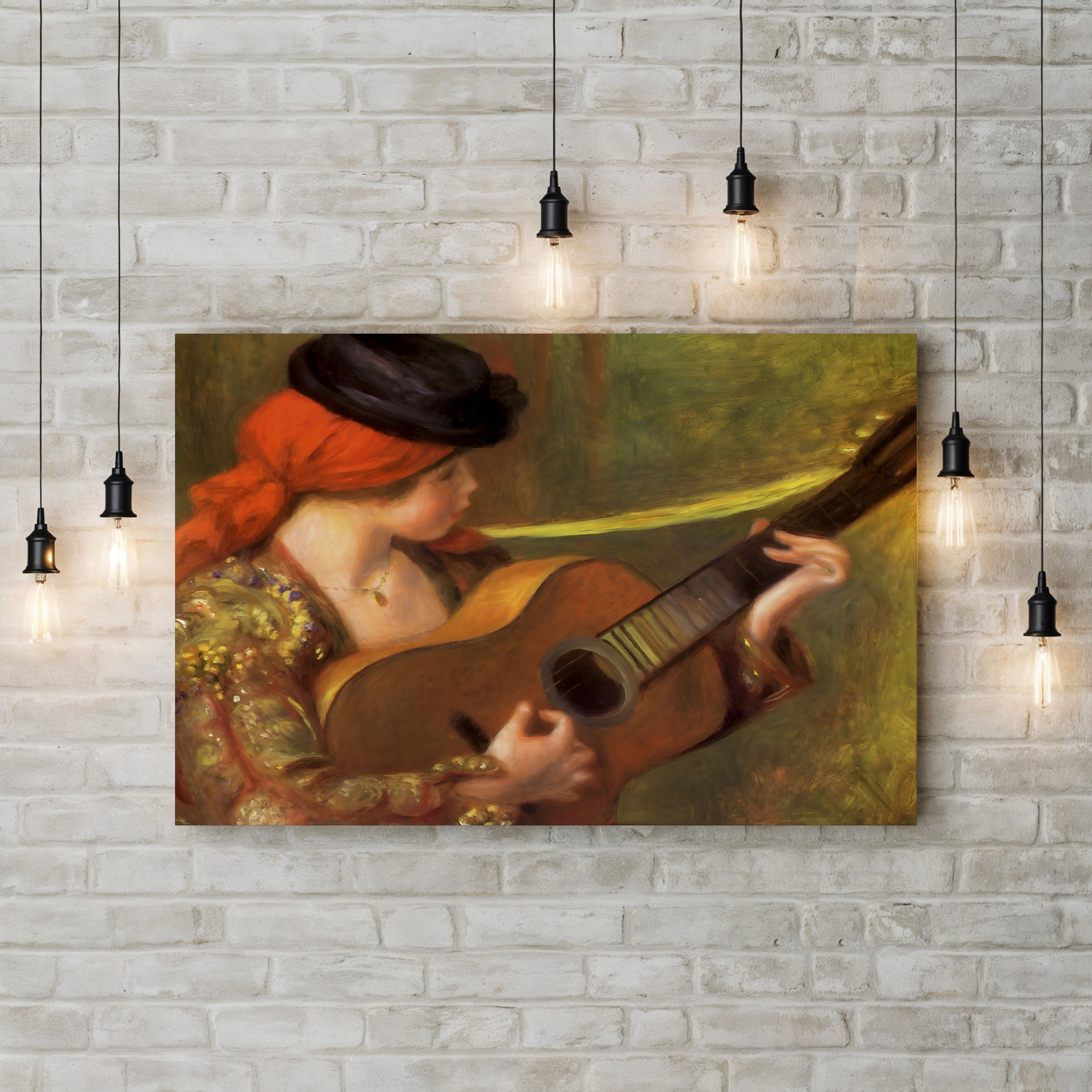 Young Spanish Woman with a Guitar – Pierre-Auguste Renoir Wall Art | Impressionist Figure Canvas Print