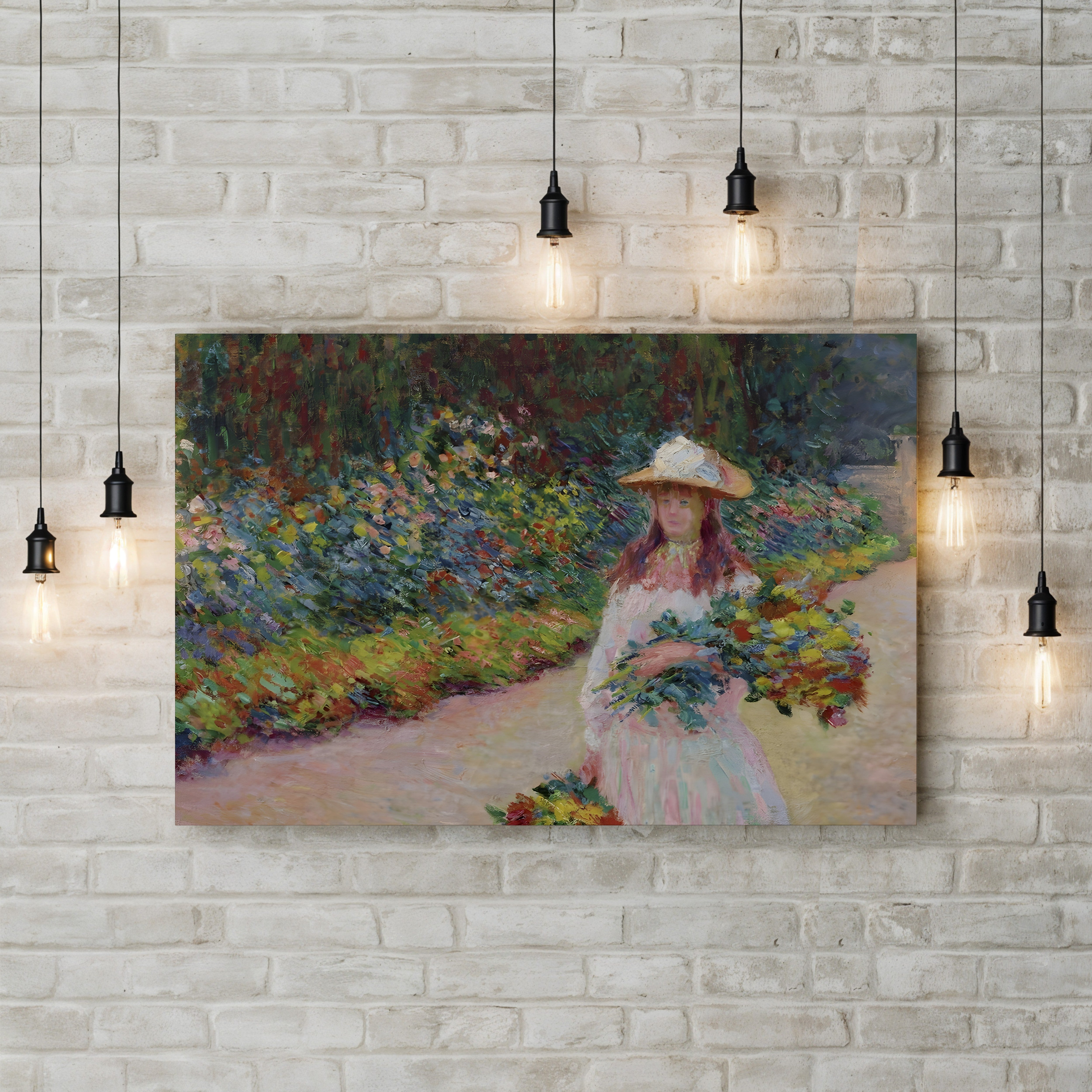 Jeune Fille dans le Jardin de Giverny, 1888 – Claude Monet Wall Art | Impressionist Garden Figure Canvas Print