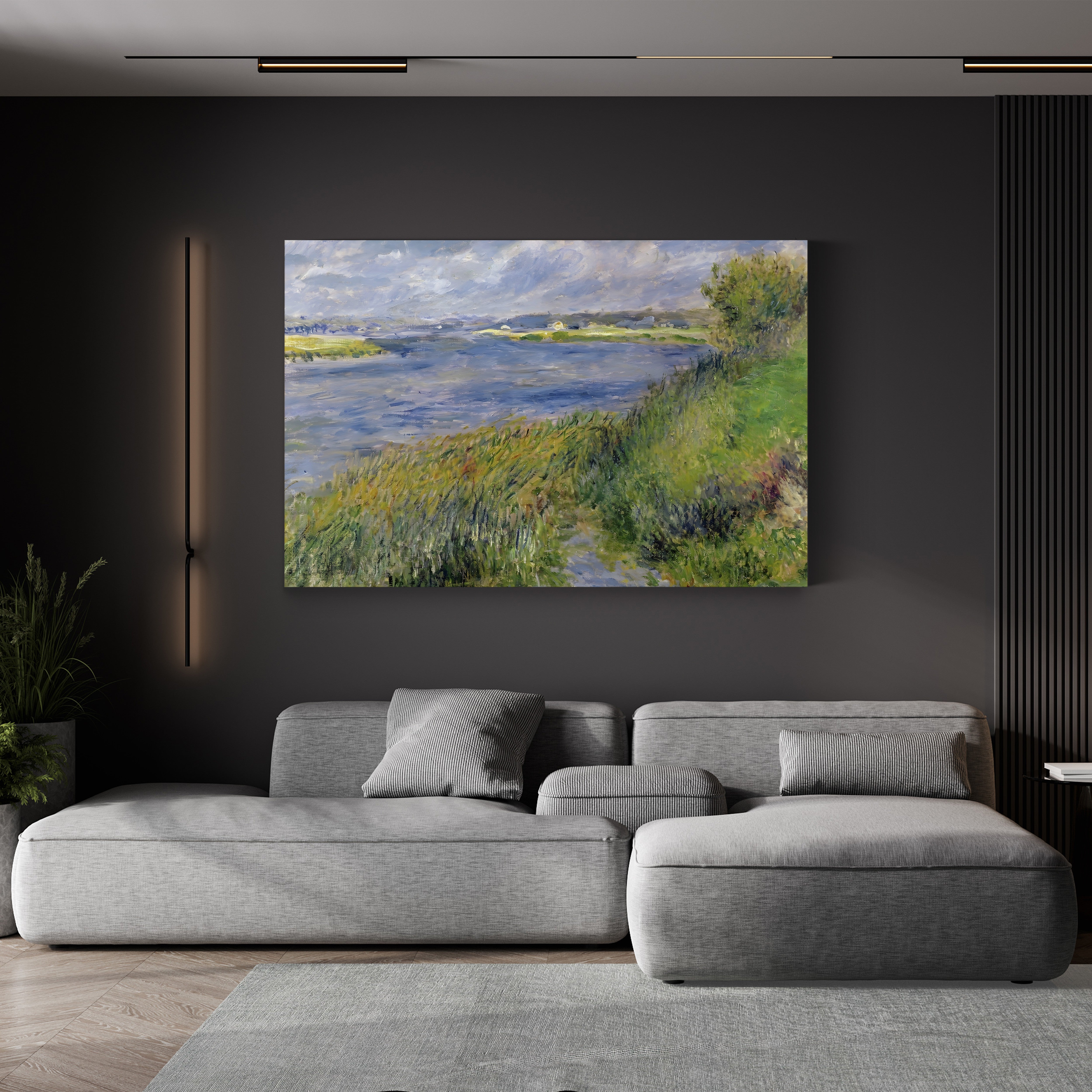 The Banks of the Seine, Champrosay, 1876 – Pierre-Auguste Renoir Wall Art | Impressionist River Canvas Print