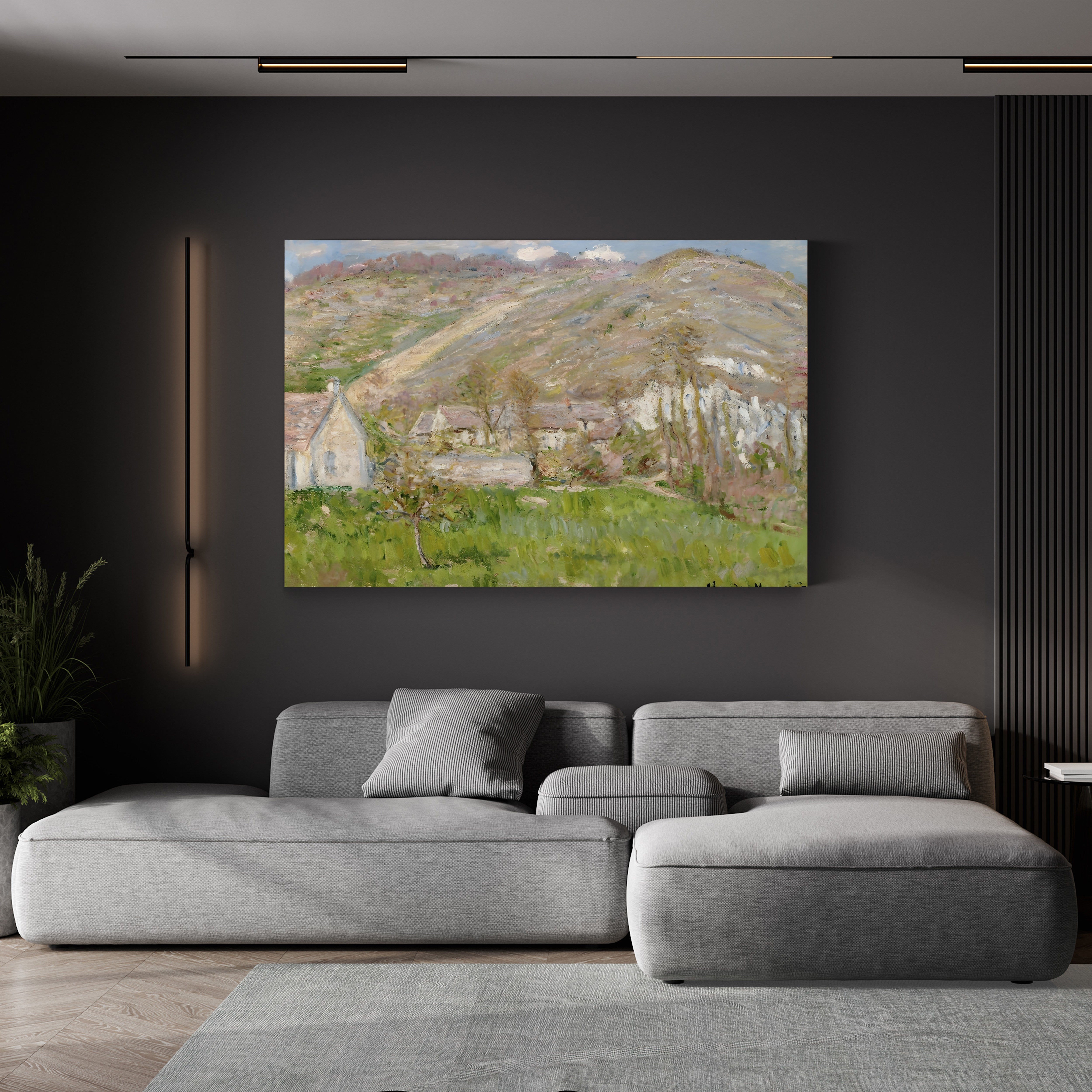 Hamlet on the Cliffs near Giverny, 1883 – Claude Monet Wall Art | Impressionist Landscape Canvas Print