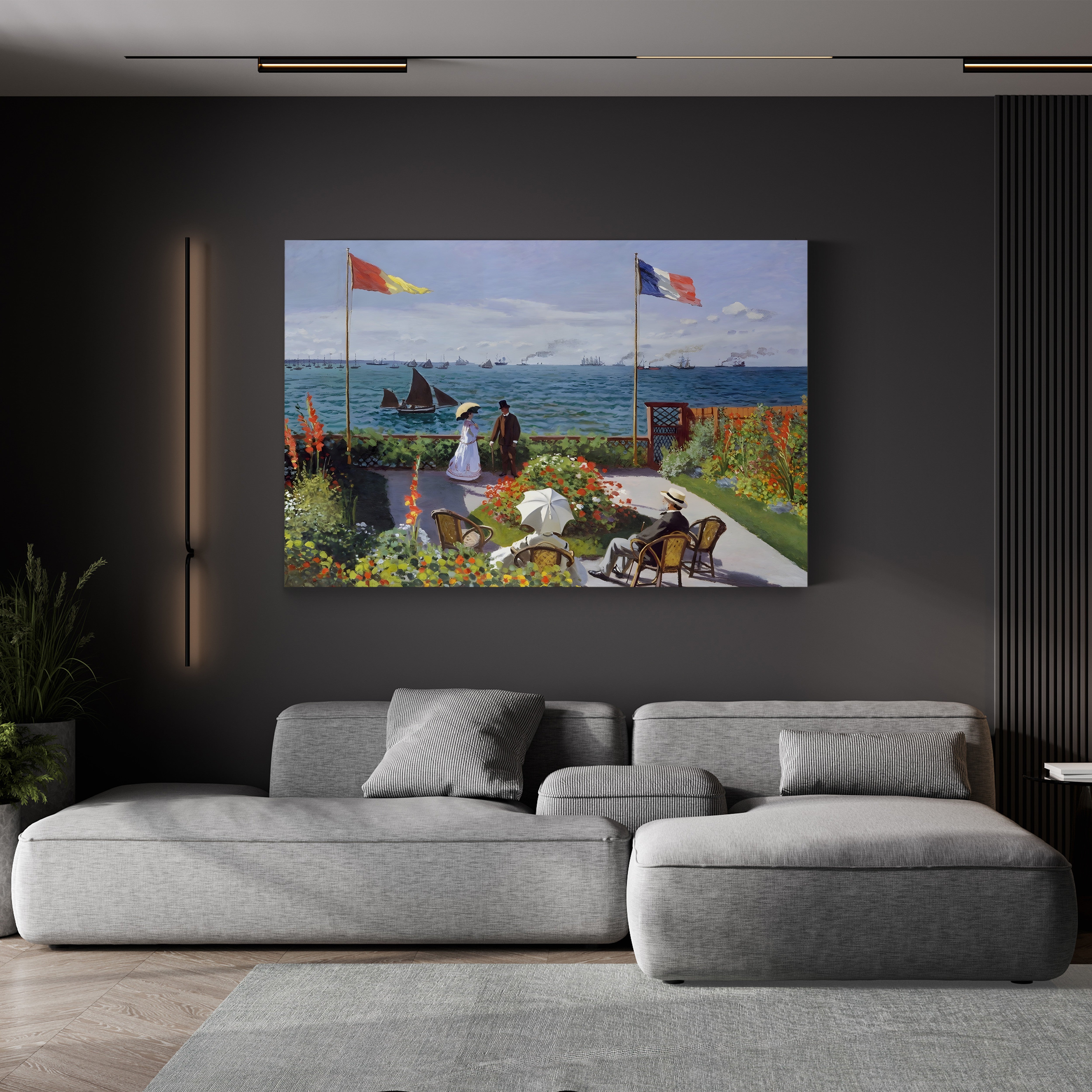 Garden at Sainte-Adresse – Claude Monet Wall Art | Impressionist Coastal Garden Canvas Print
