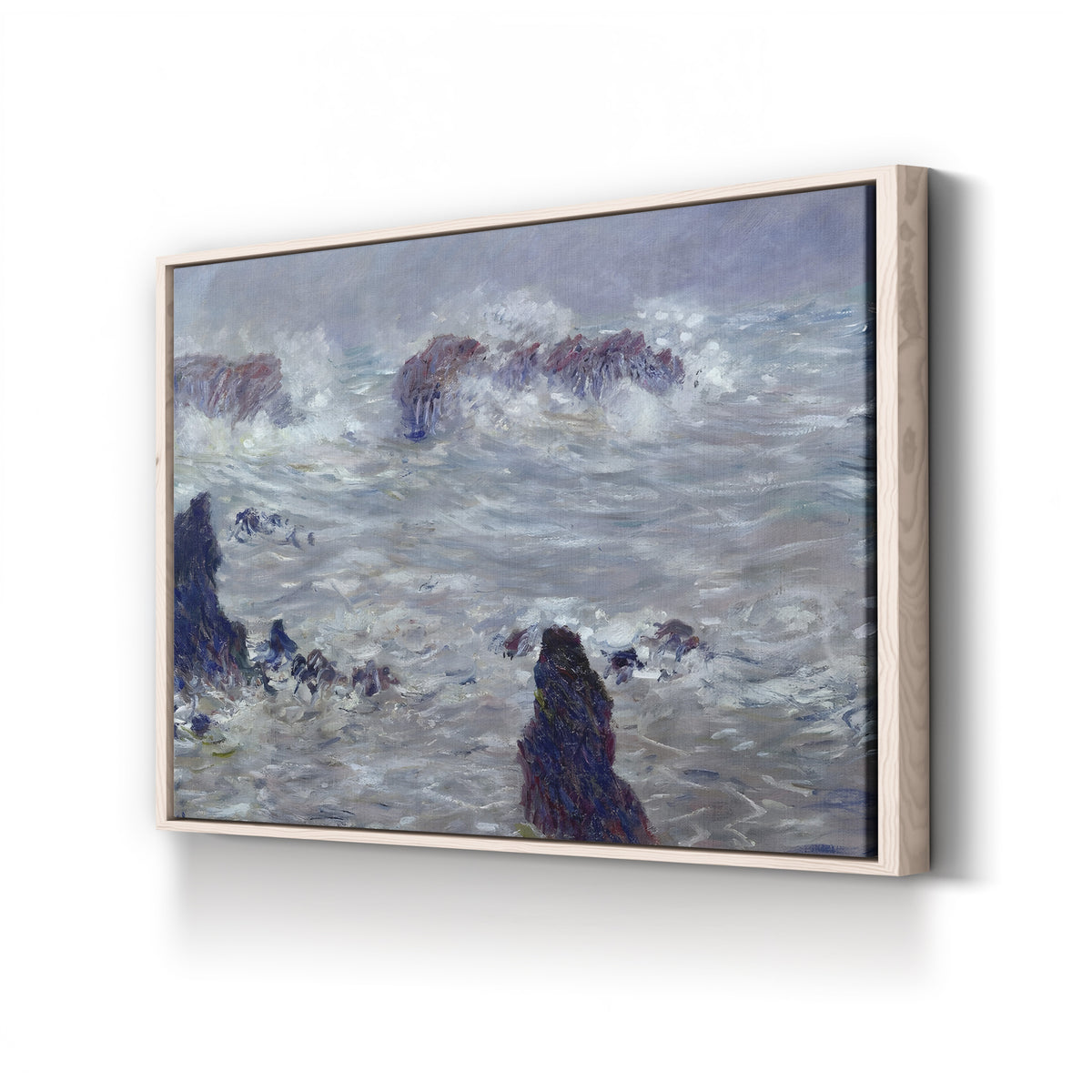 Storm off the Belle-Île Coast, c. 1886 by Claude Monet canvas print in natural frame