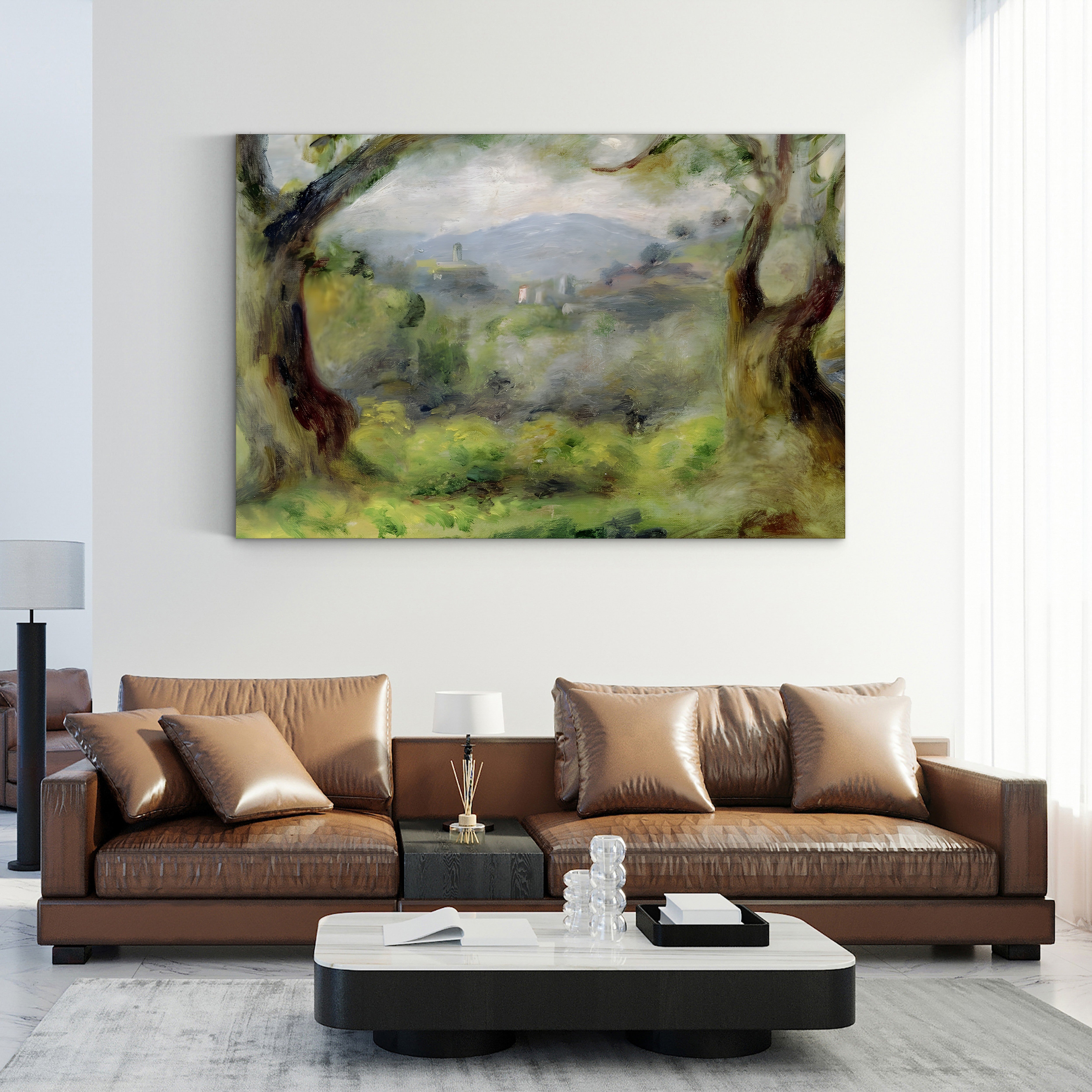 Landscape at Les Collettes, 1910 – Pierre-Auguste Renoir Wall Art | Late Impressionist Landscape Canvas Print