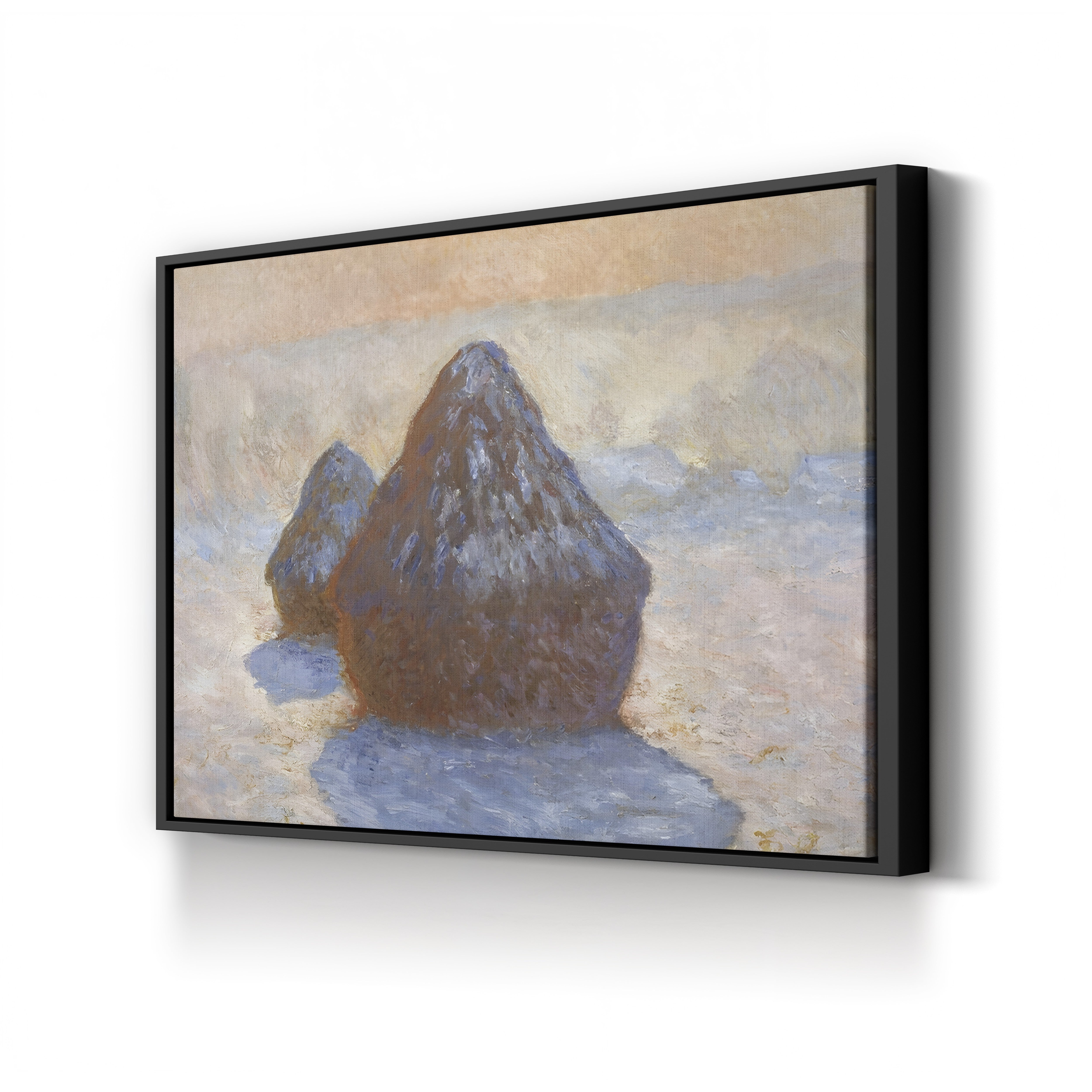 Haystacks, Snow Effect – Claude Monet Wall Art | Impressionist Winter Landscape Canvas Print