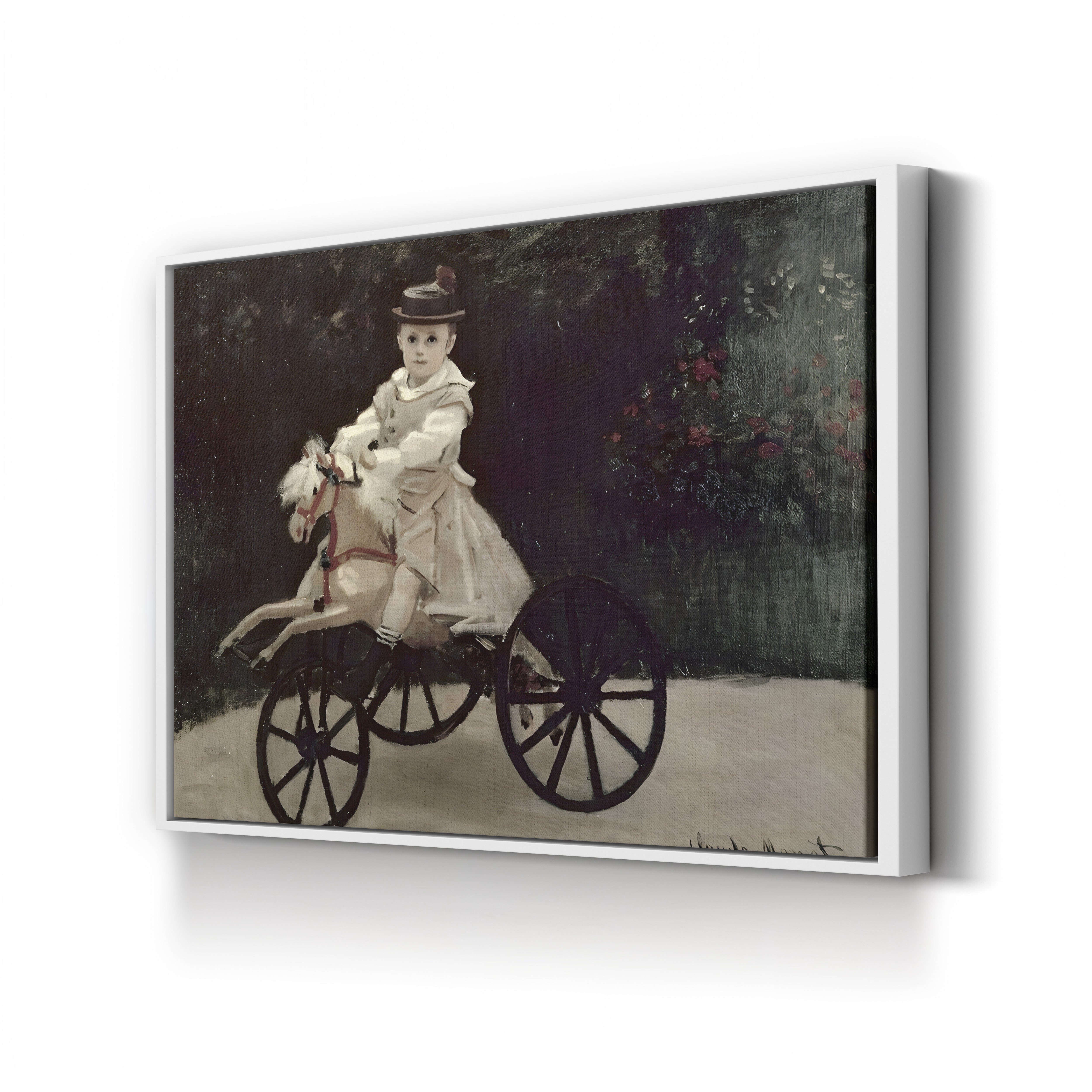 Jean Monet on His Hobby Horse, 1872 – Claude Monet Wall Art | Impressionist Childhood Scene Canvas Print