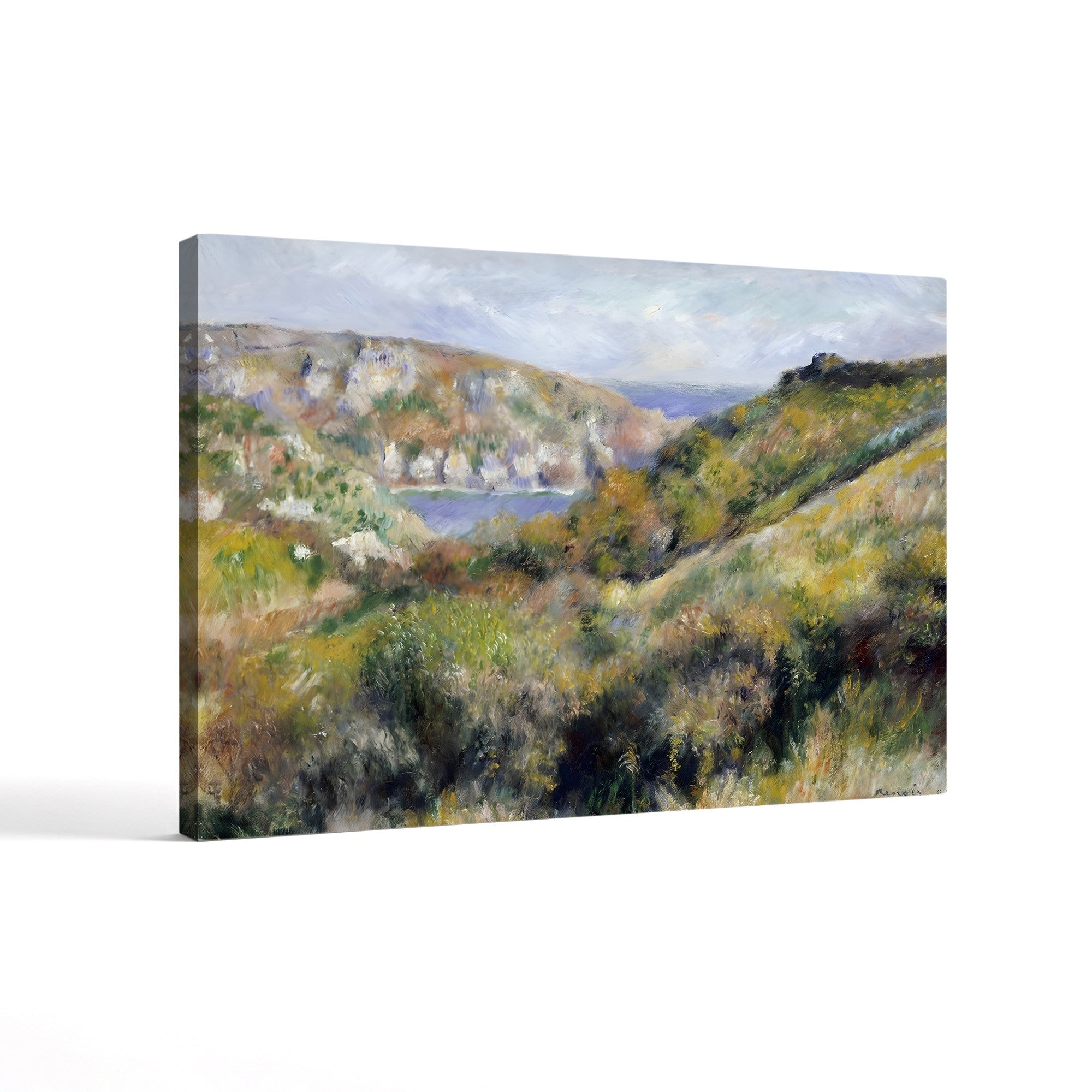 Hills Around Bay of Moulin Huet, Guernsey, 1883 – Pierre-Auguste Renoir Wall Art | Impressionist Coastal Canvas Print