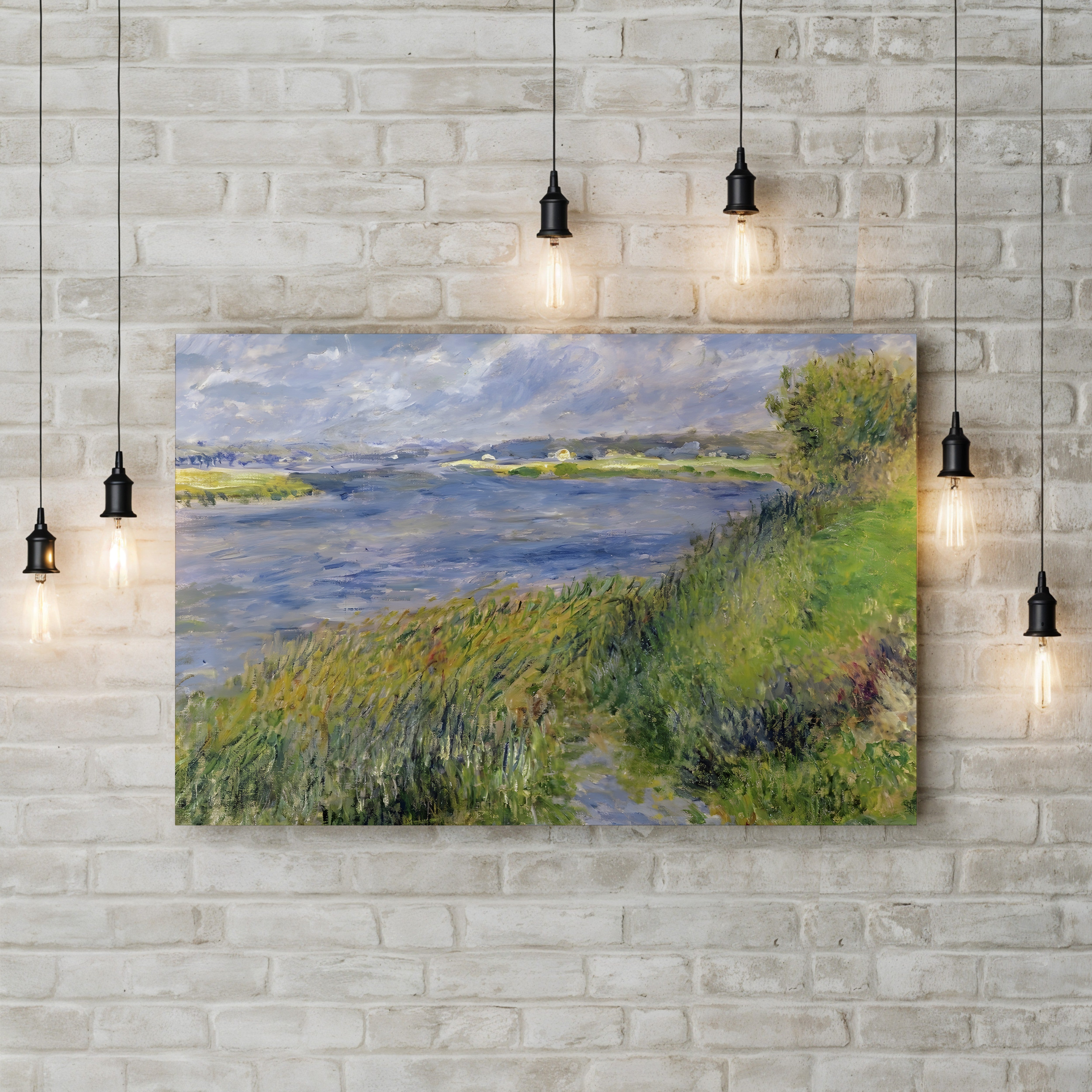 The Banks of the Seine, Champrosay, 1876 – Pierre-Auguste Renoir Wall Art | Impressionist River Canvas Print