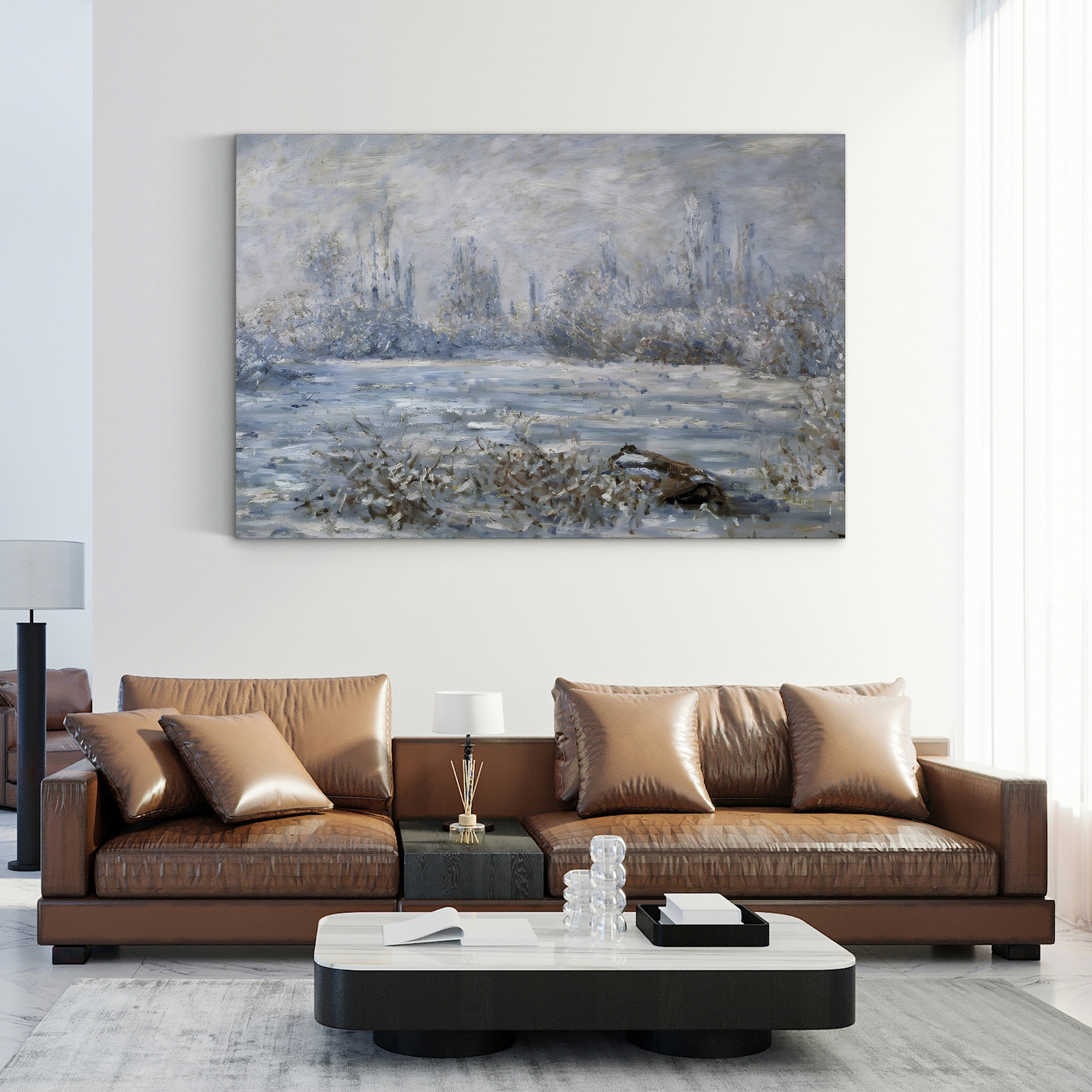 Frost near Vétheuil – Claude Monet Wall Art | Impressionist Winter Landscape Canvas Print