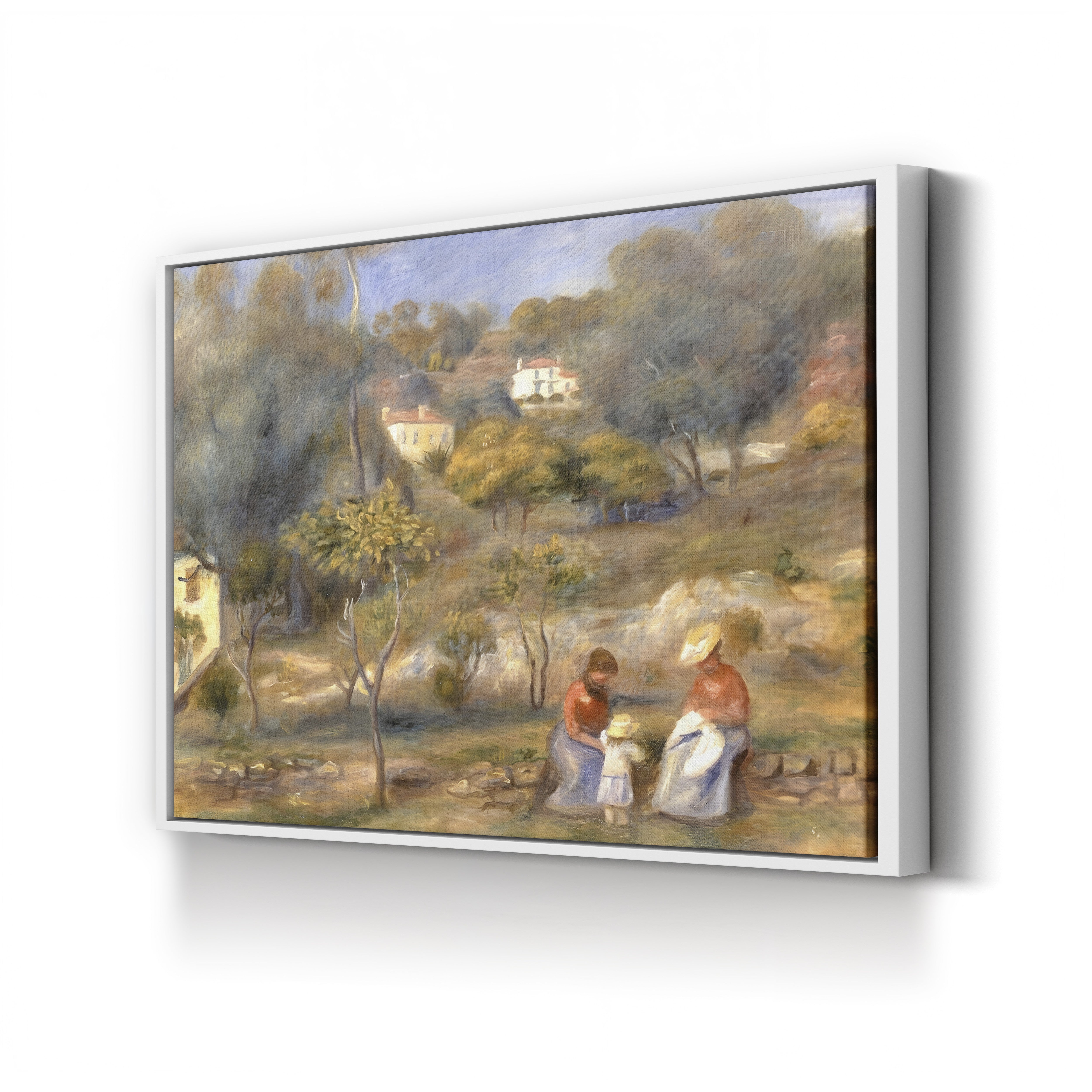 Two Women and a Child in a Landscape, 1902 – Pierre-Auguste Renoir Wall Art | Impressionist Figural Canvas Print
