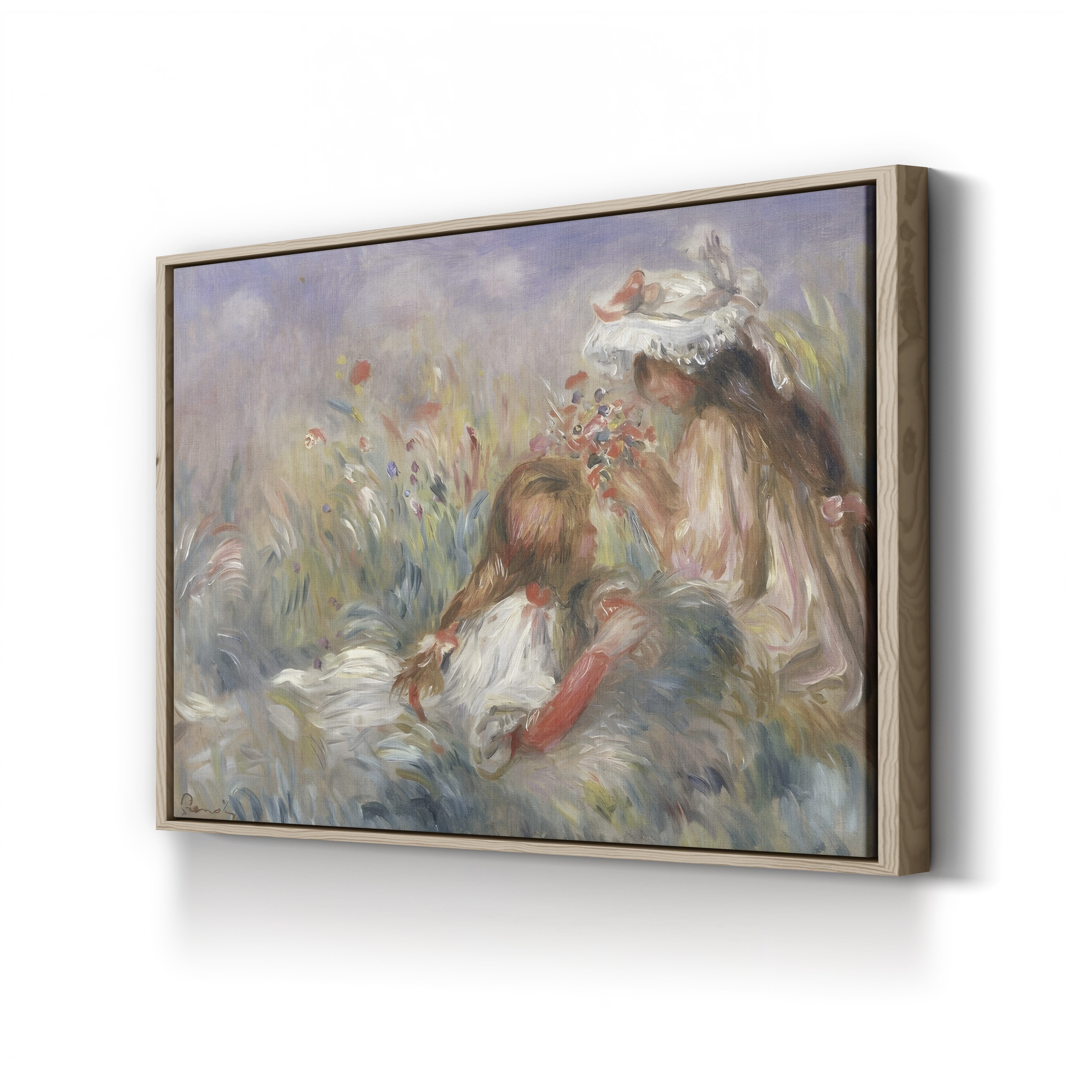 Two Children Seated Among Flowers, 1900 – Pierre-Auguste Renoir Wall Art | Impressionist Figural Canvas Print