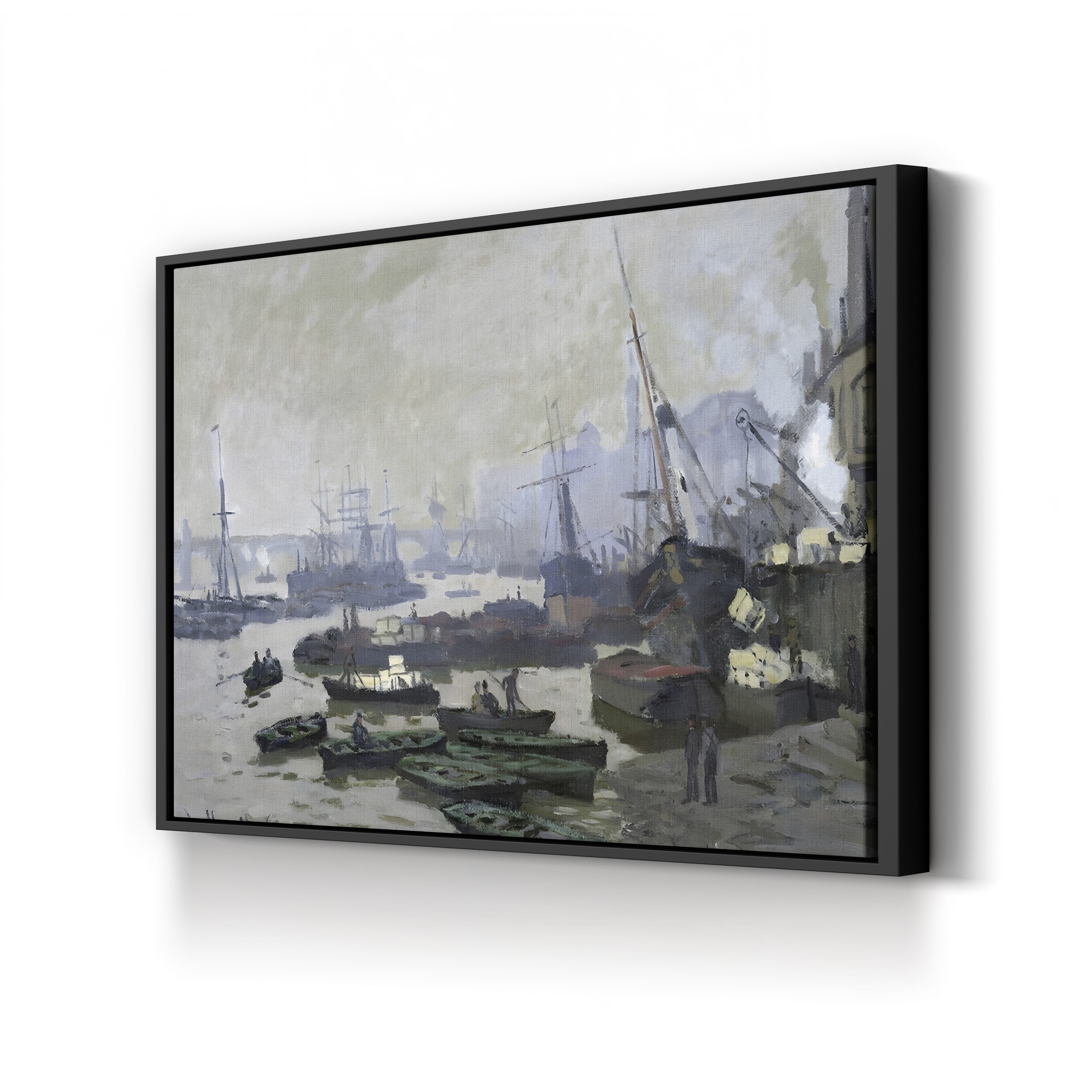 Boats in the Pool of London, 1871 – Claude Monet Wall Art | Early Impressionist Thames Canvas Print