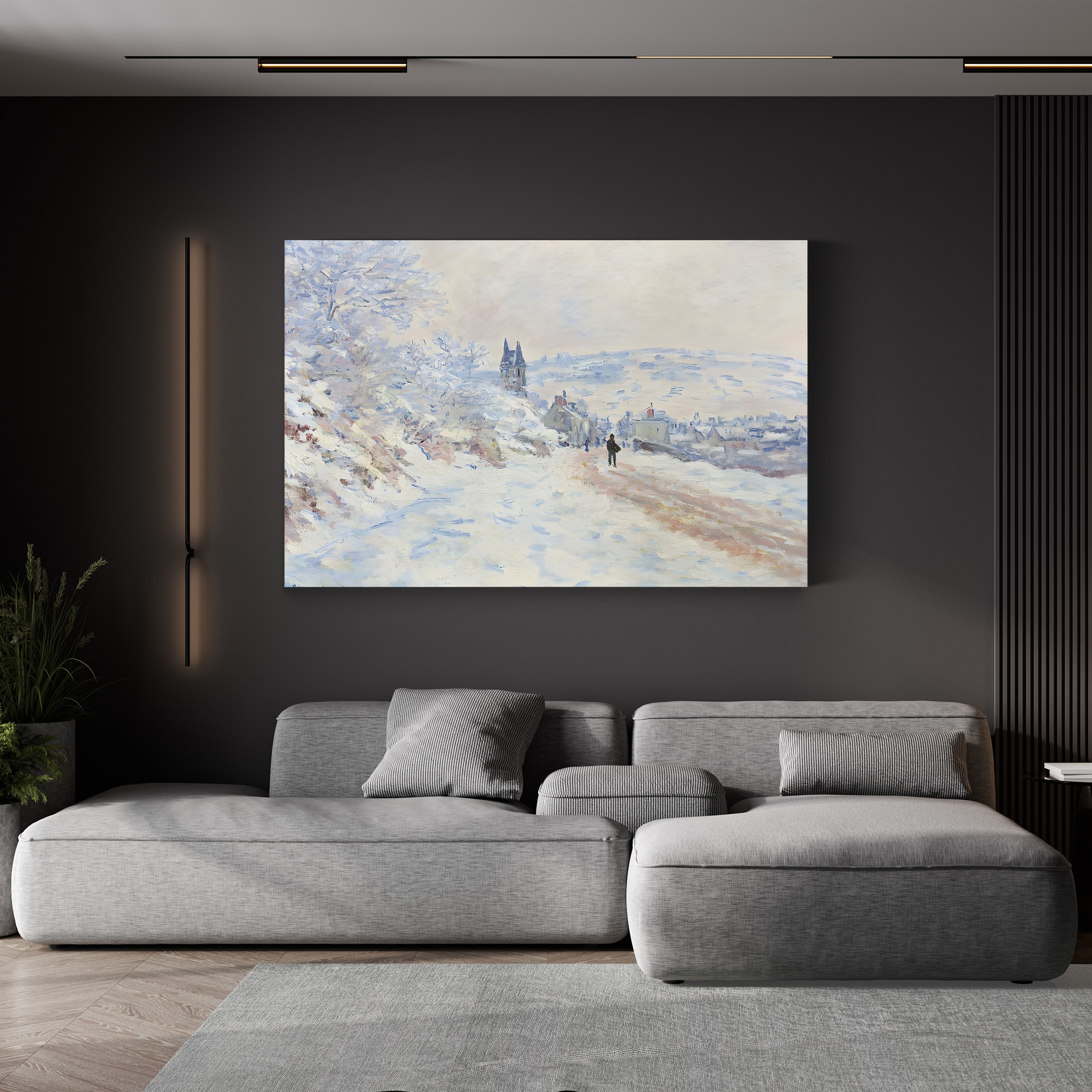 La Route de Vétheuil, Effet de Neige, 1879 – Claude Monet Wall Art | Atmospheric Impressionist Winter Snow Canvas Print