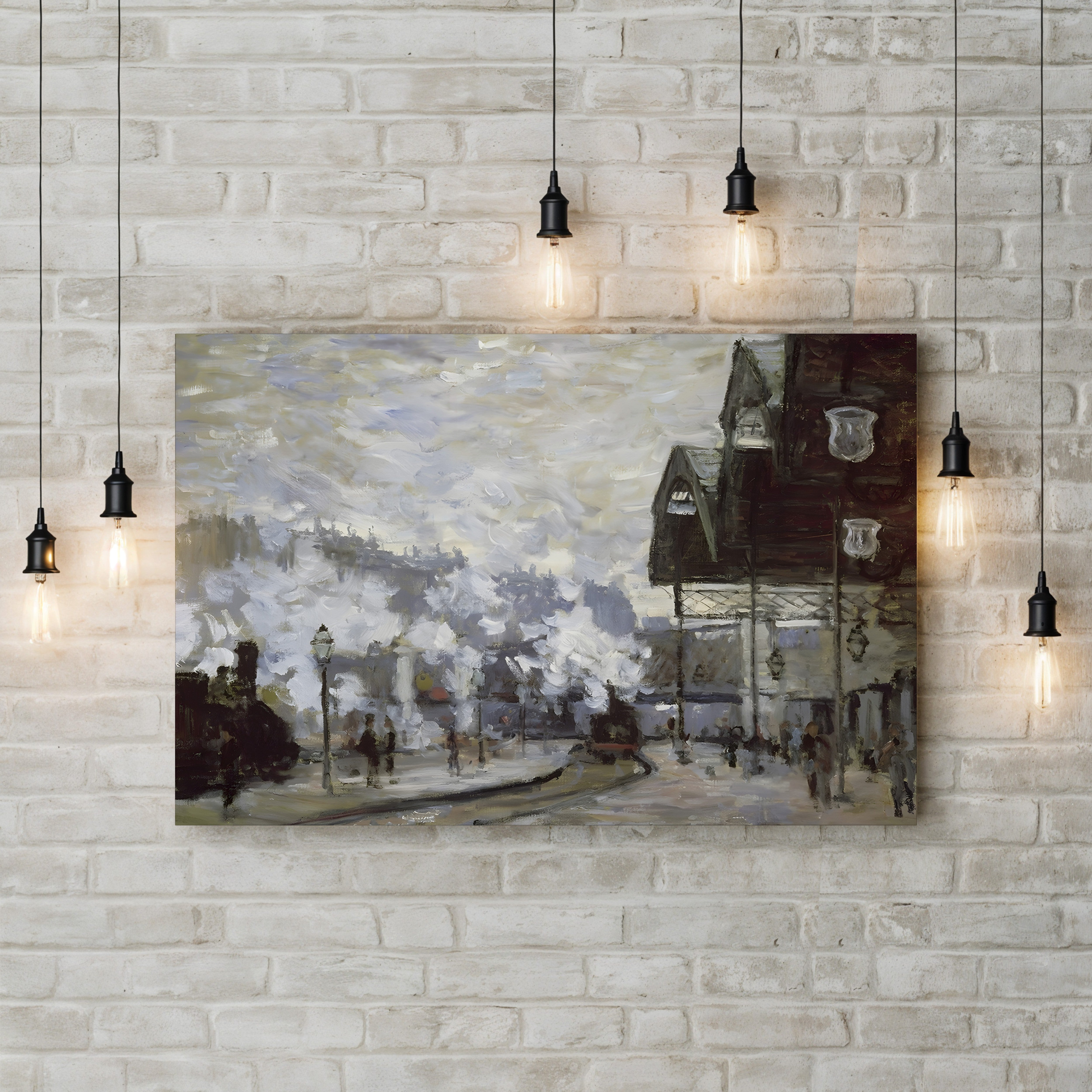 Gare Saint-Lazare, Paris, 1877 – Claude Monet Wall Art | Impressionist Steam and Light Canvas Print