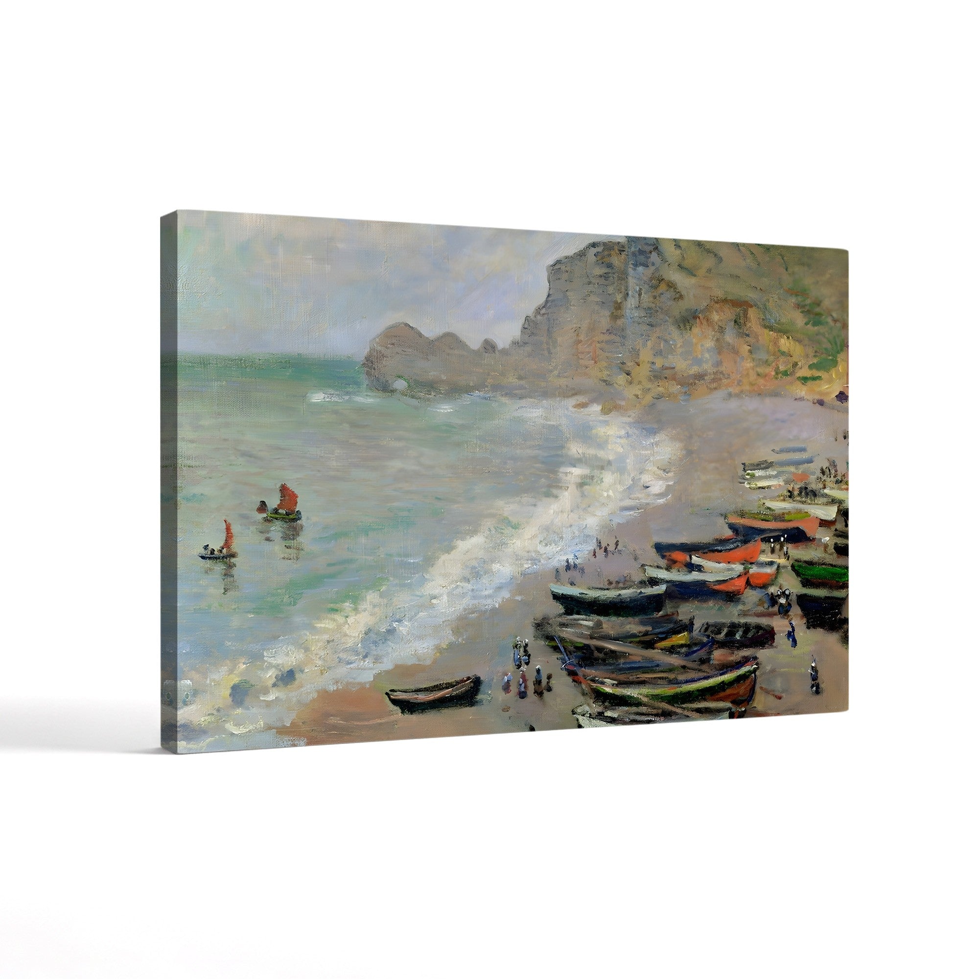 Étretat Beach and the Porte d'Amont, 1883 – Claude Monet Wall Art | Impressionist Normandy Cliff Print