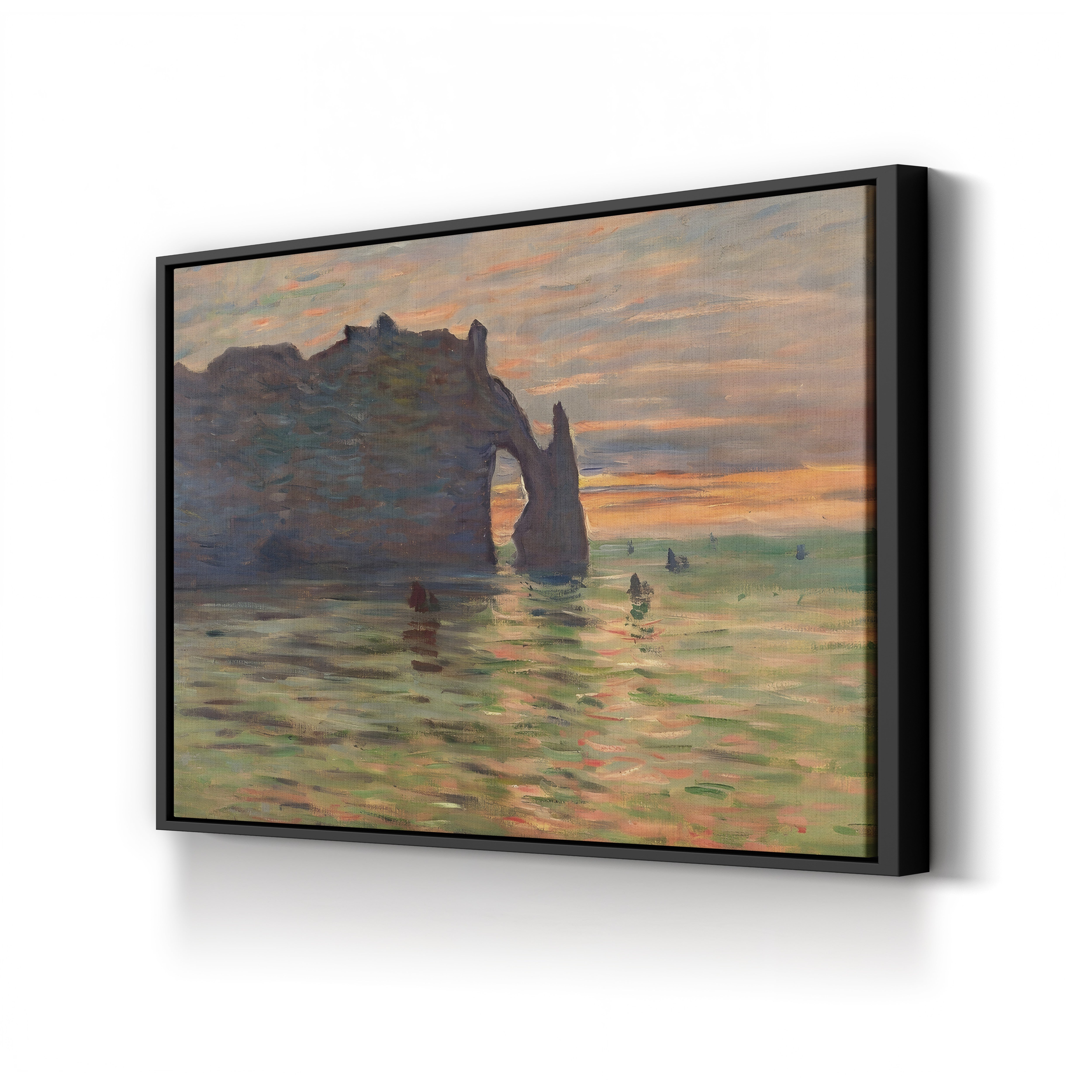 Coucher de Soleil à Étretat – Claude Monet Wall Art | Impressionist Normandy Sunset Canvas Print