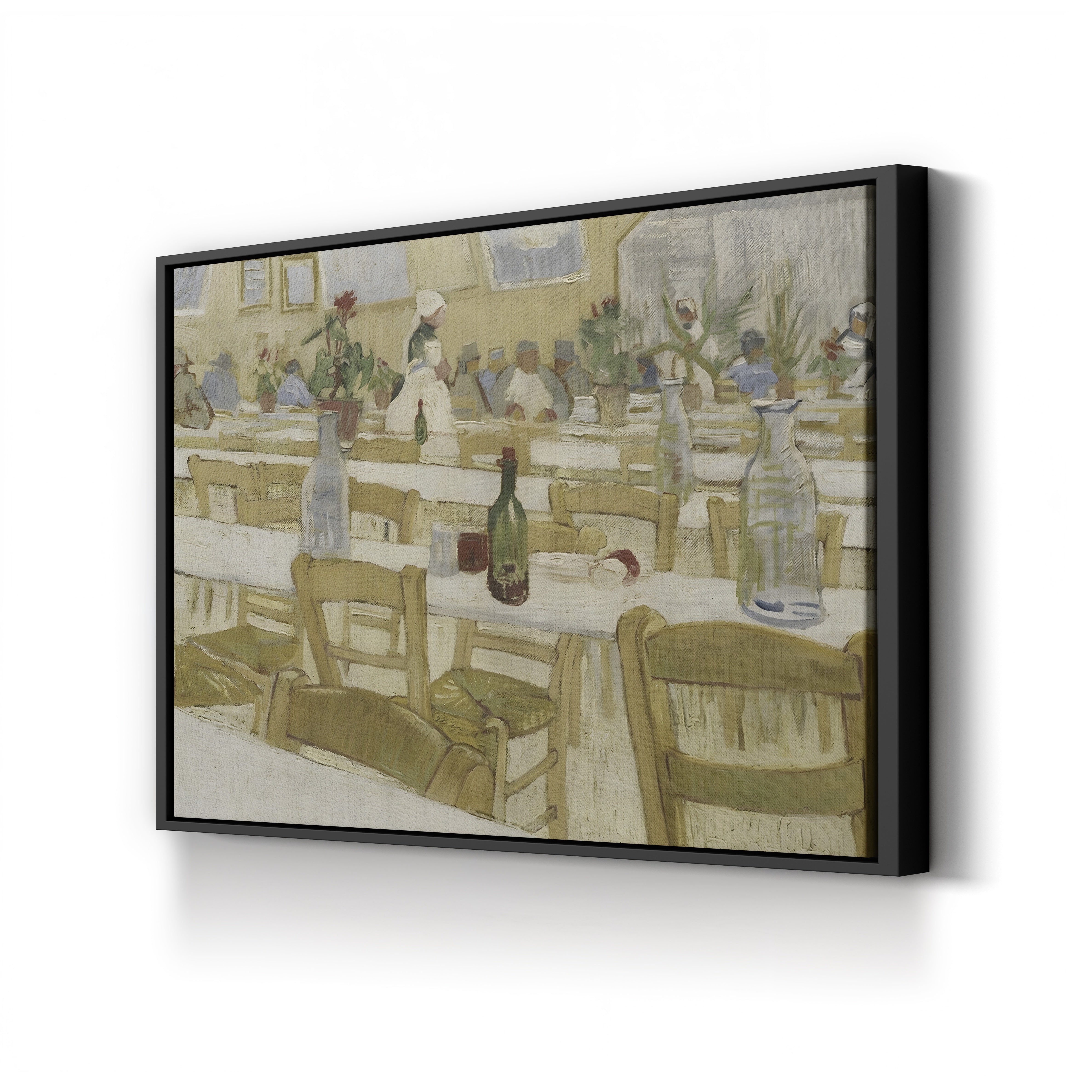 Interior of a Restaurant by Vincent van Gogh canvas print in black frame